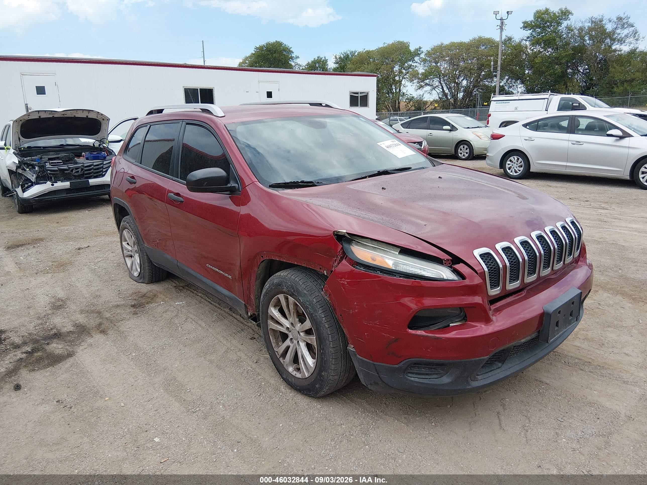 2015 Jeep Cherokee VIN 1C4PJLABXFW620485 IAAI salvage auction — Unknown, Salvage (Nebraska), sold $1,950 on 2026-10-04 (photo 1)