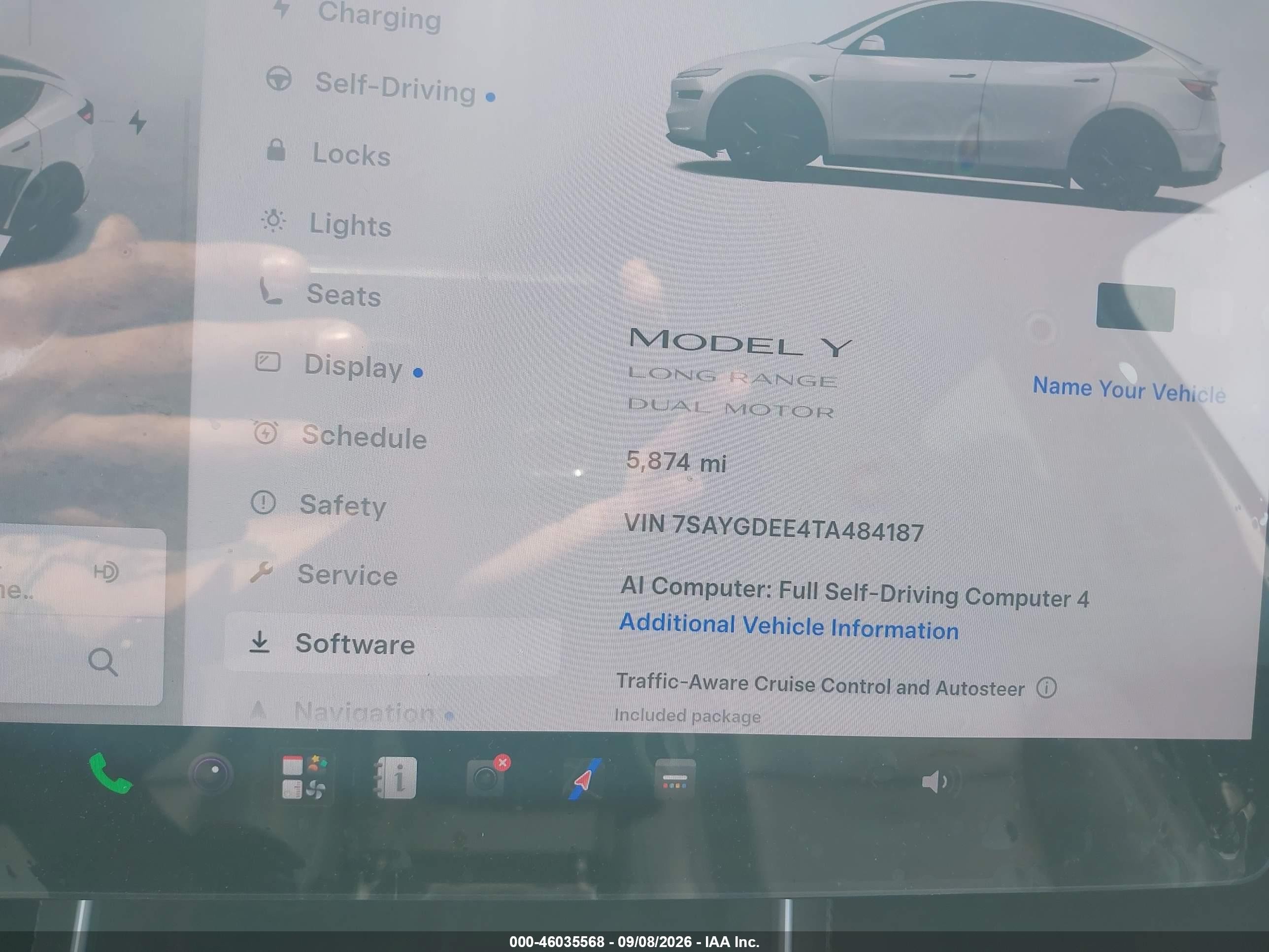2026 Tesla Model Y VIN 7SAYGDEE4TA484187 IAAI salvage auction — Front End, Salvage (Idaho), sold $26,750 on 2026-09-18 (photo 7)