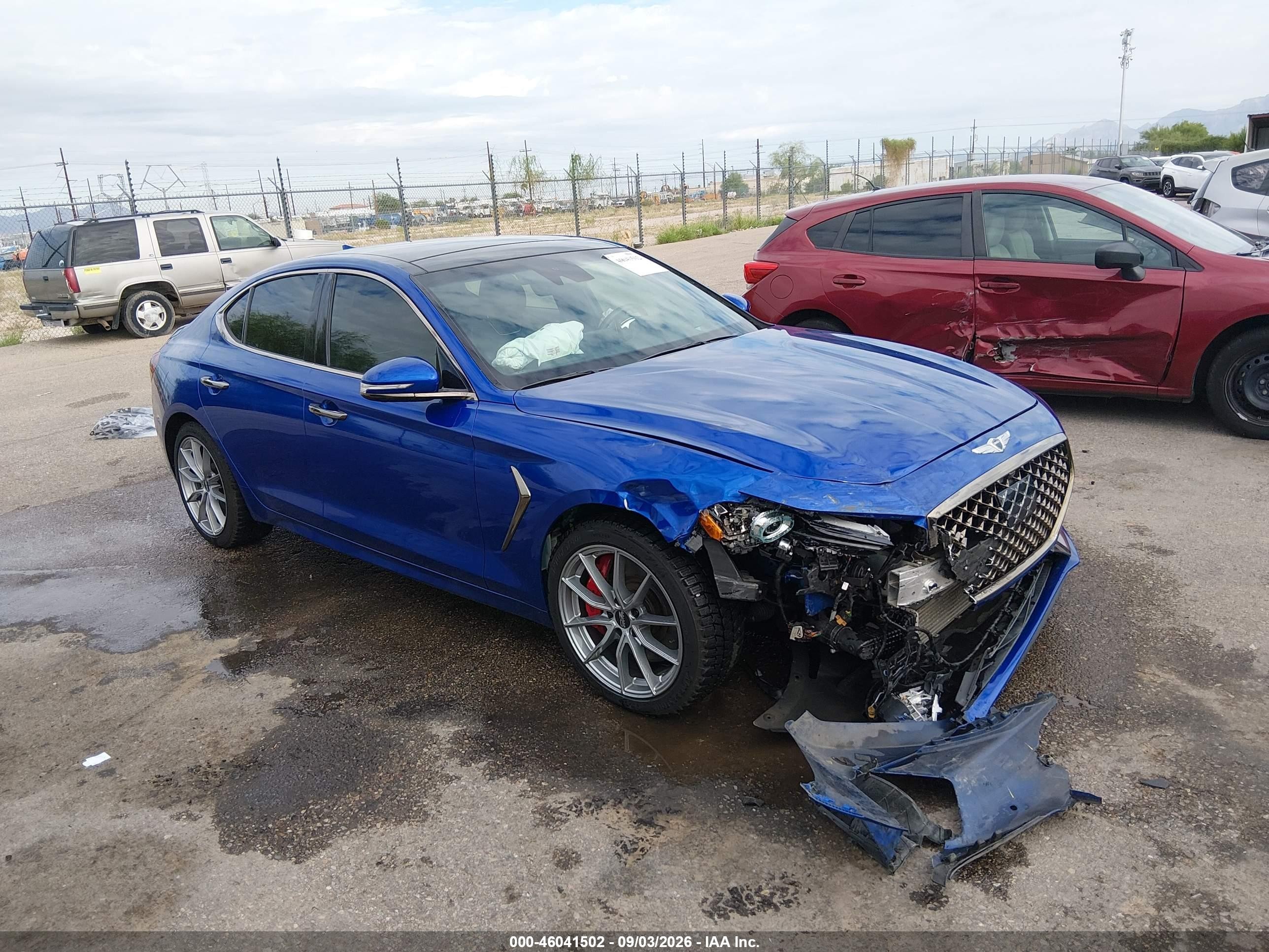 2020 Genesis G70 VIN KMTG34LE0LU053509 IAAI salvage auction — Unknown, Salvage (Arizona), sold $5,500 on 2026-10-03 (photo 1)