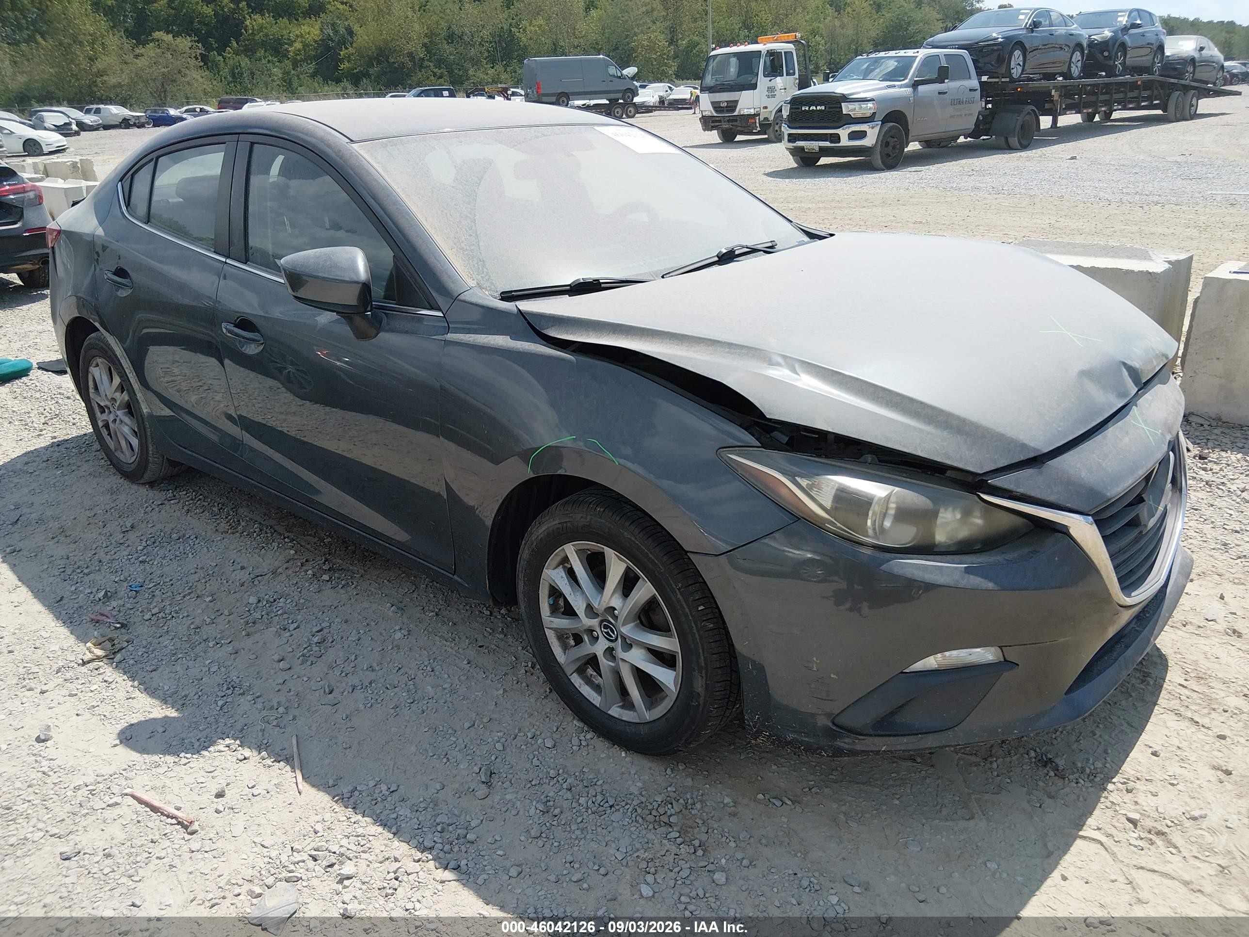 2014 Mazda 3 VIN JM1BM1V74E1168959 IAAI salvage auction — Front & Rear, Salvage (Ohio), sold $800 on 2026-10-08 (photo 1)