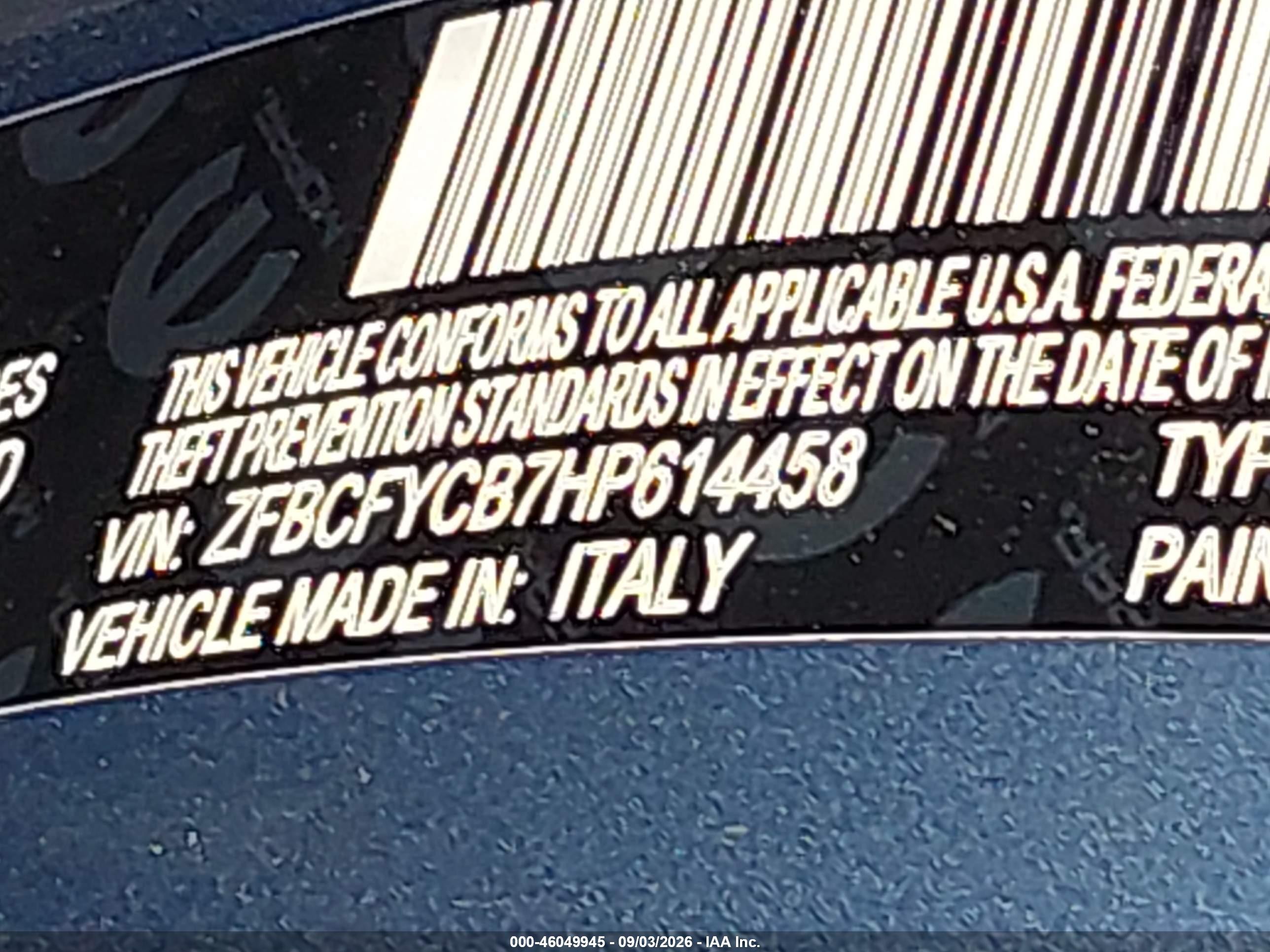 2017 Fiat 500x VIN ZFBCFYCB7HP614458 IAAI salvage auction — Normal Wear, Clear (New York), sold $1,050 on 2026-09-09 (photo 9)