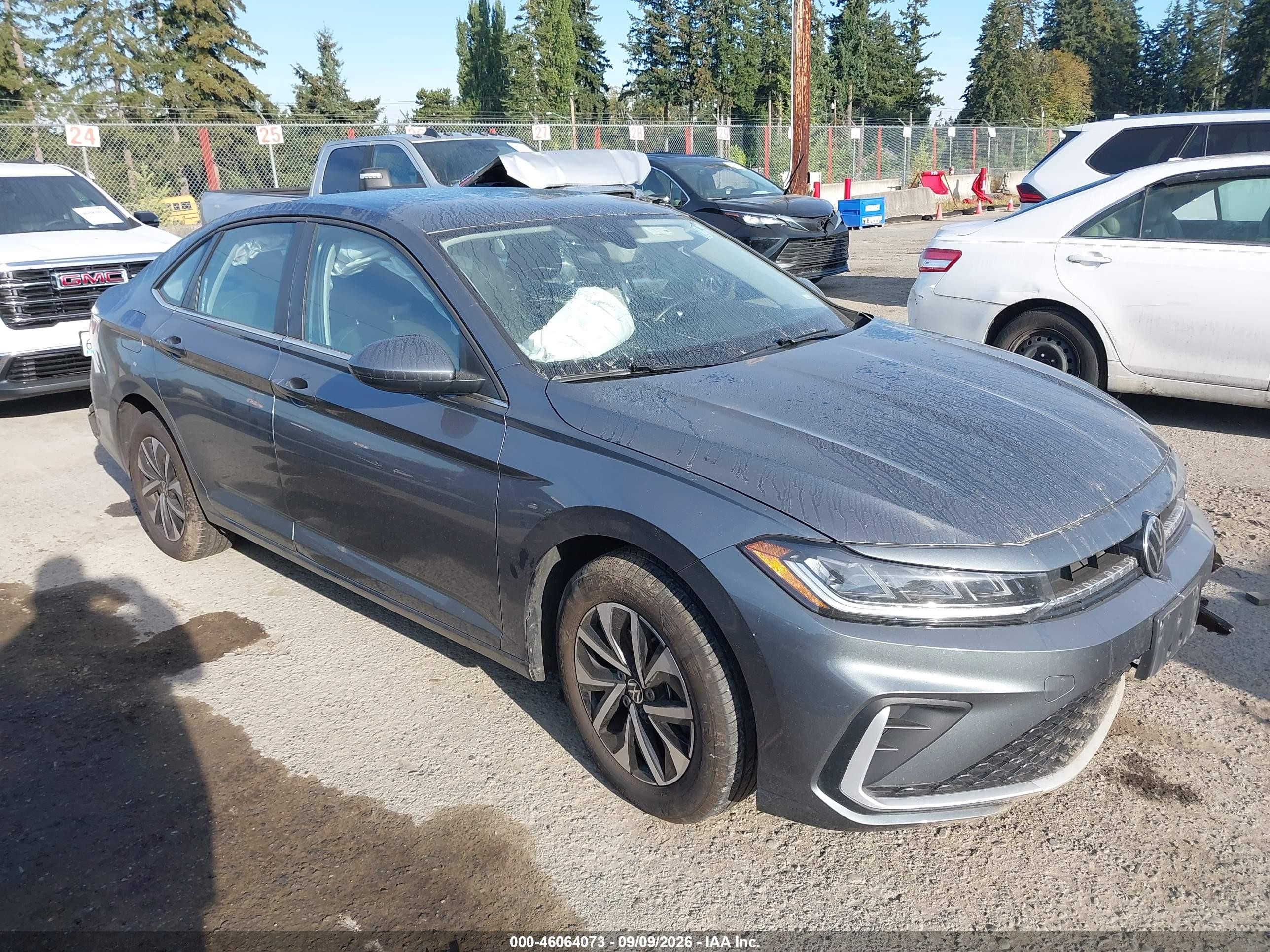 2025 Volkswagen Jetta VIN 3VW5X7BU8SM023307 IAAI salvage auction — Front End, Enterprise Veh. Bill Of Sale -Parts Only (Washington), sold $4,750 on 2026-09-14 (photo 1)