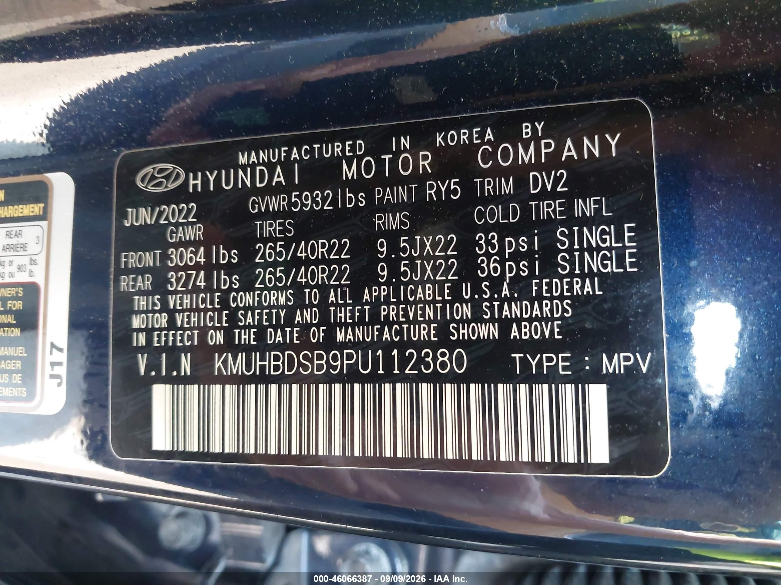 2023 Genesis GV80 VIN KMUHBDSB9PU112380 IAAI salvage auction — Front End, Salvage (Ohio), sold $17,000 on 2026-09-14 (photo 9)