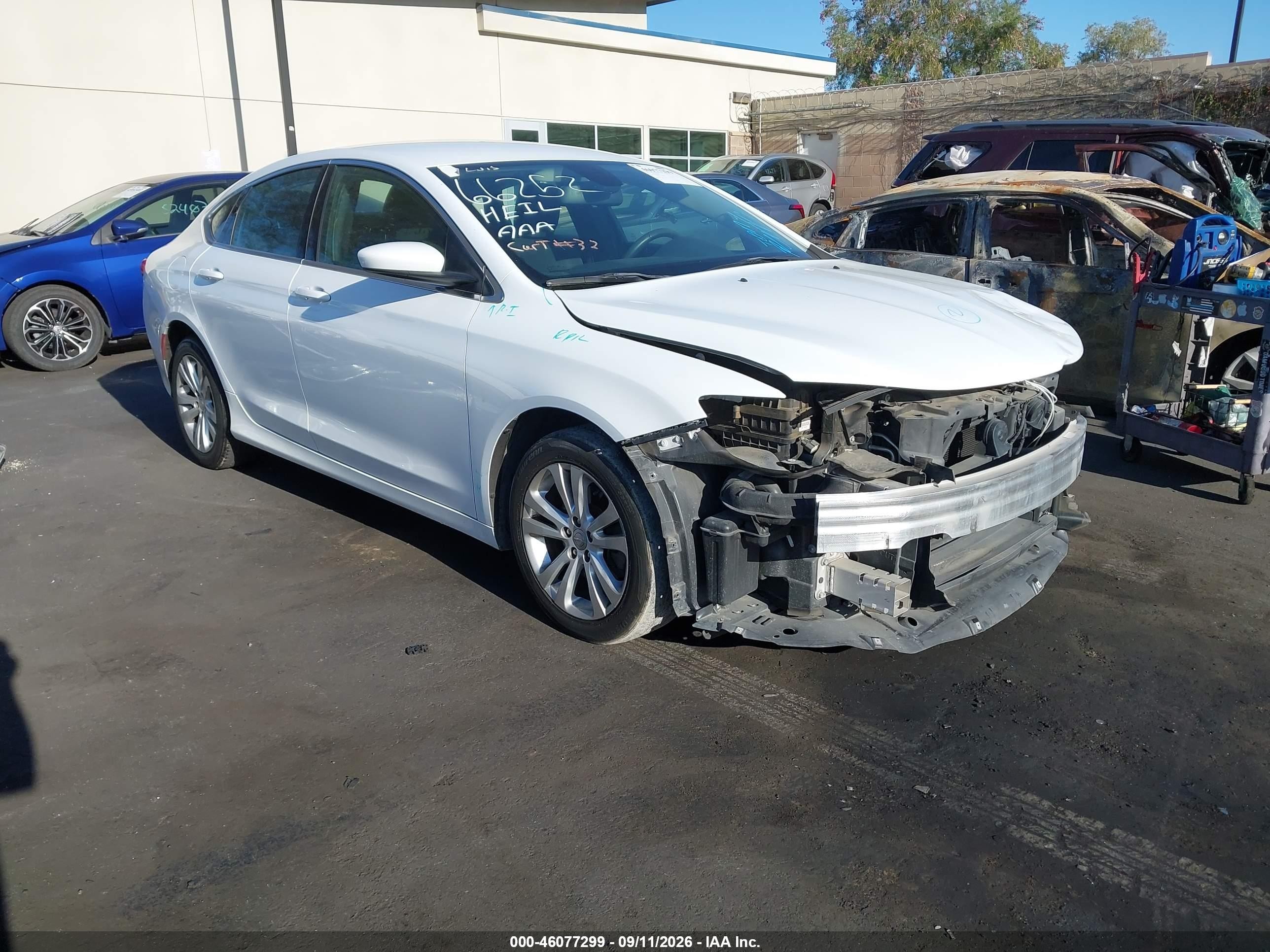 2016 Chrysler 200 VIN 1C3CCCAB2GN106599 IAAI salvage auction — Front End, Wait Title, sold $875 on 2026-09-20 (photo 1)