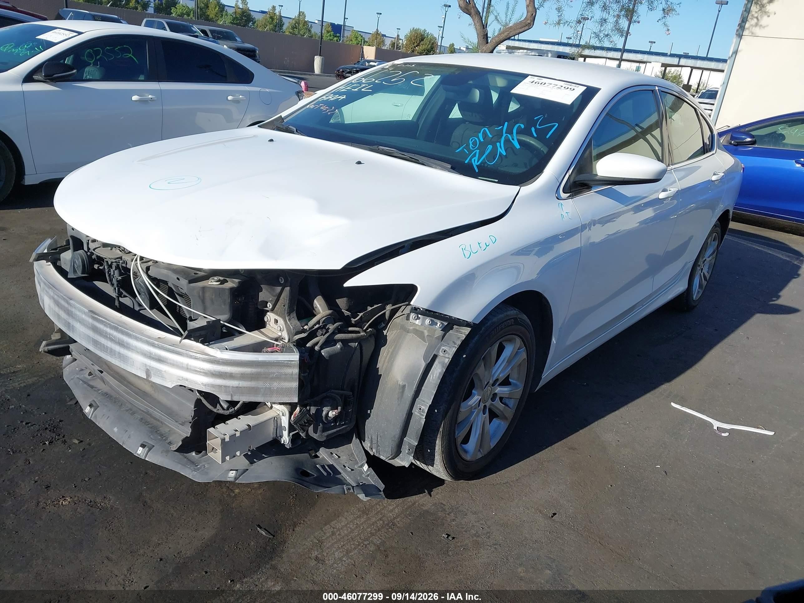 2016 Chrysler 200 VIN 1C3CCCAB2GN106599 IAAI salvage auction — Front End, Wait Title, sold $875 on 2026-09-20 (photo 2)