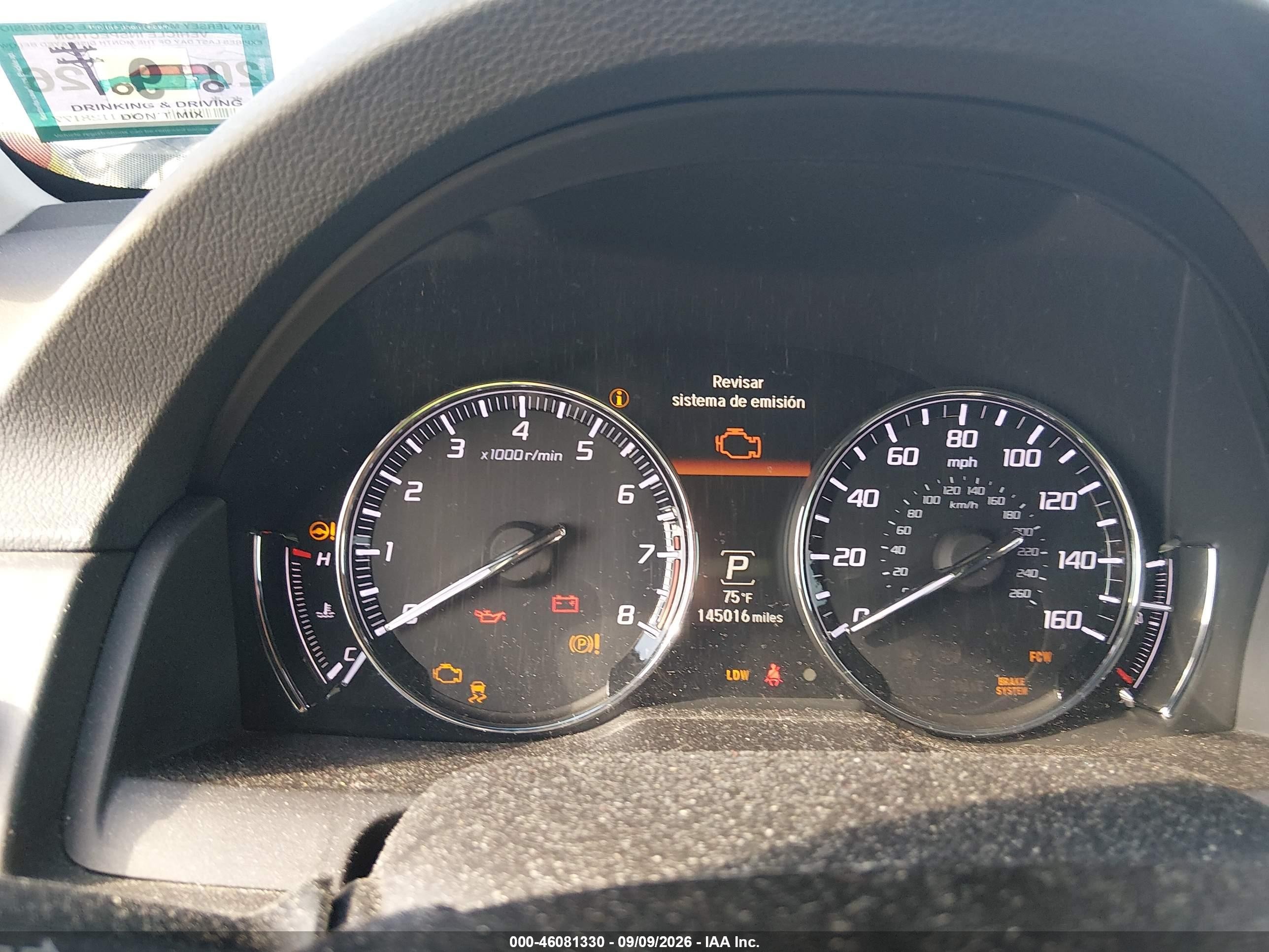 2014 Acura RLX VIN JH4KC1F32EC002912 IAAI salvage auction — Normal Wear, Clear (New Jersey), sold $2,325 on 2026-09-25 (photo 7)