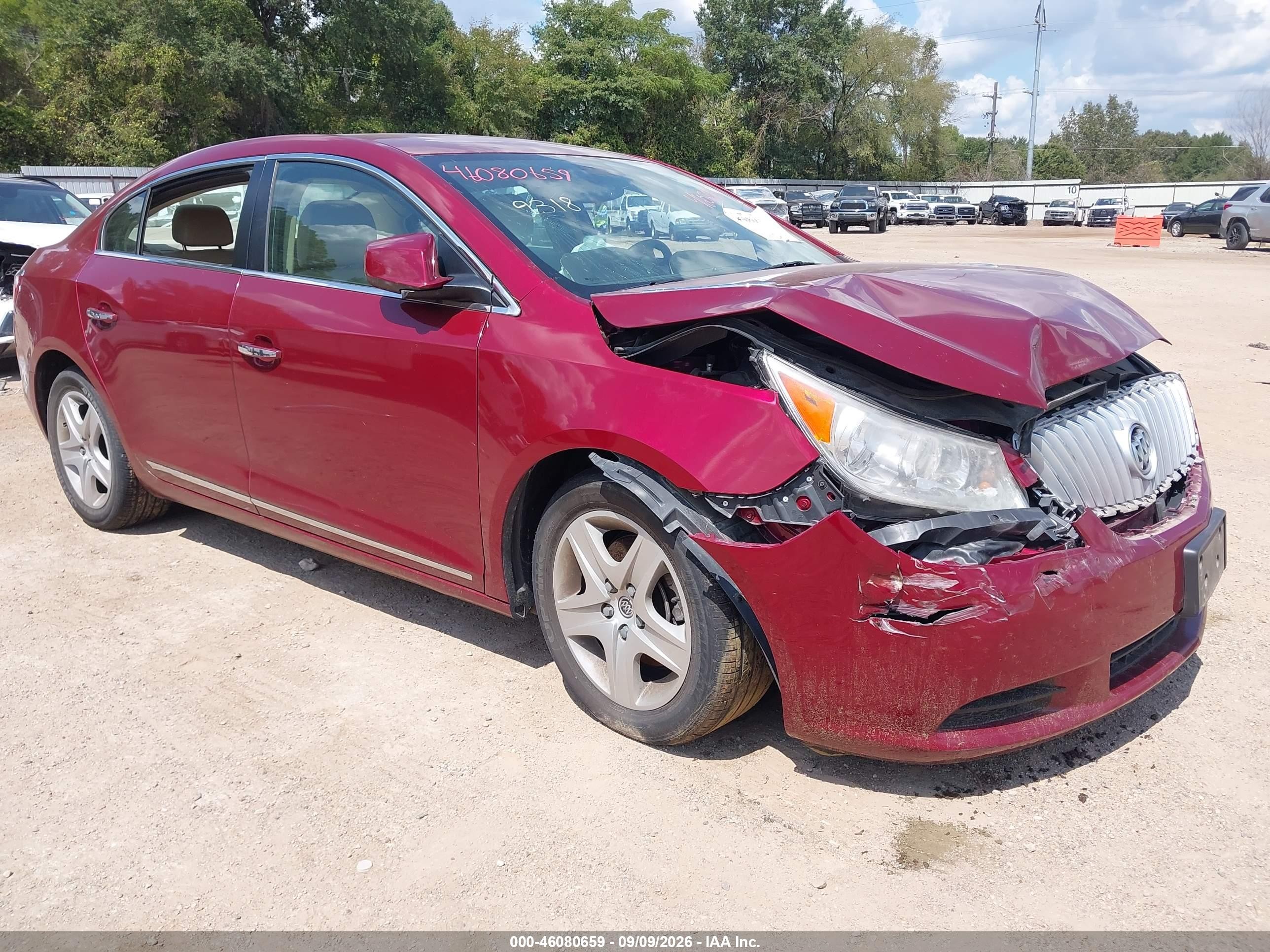 2010 Buick LaCrosse VIN 1G4GB5EG3AF148732 IAAI salvage auction — Front End, Salvage (Texas), sold $425 on 2026-09-25 (photo 1)