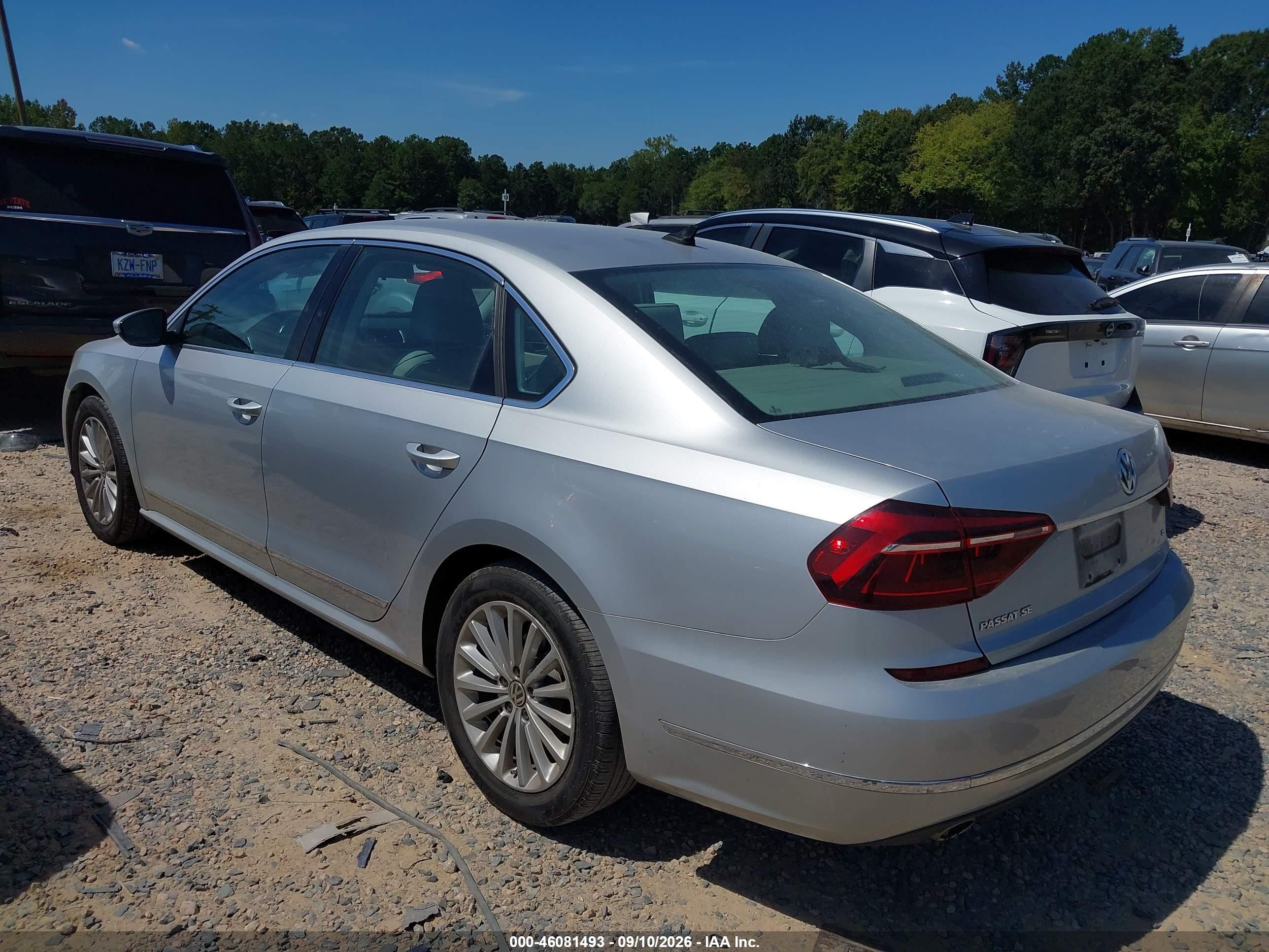 2017 Volkswagen Passat VIN 1VWBT7A30HC023643 IAAI salvage auction — Unknown, Salvage (North Carolina), sold $2,250 on 2026-09-24 (photo 3)