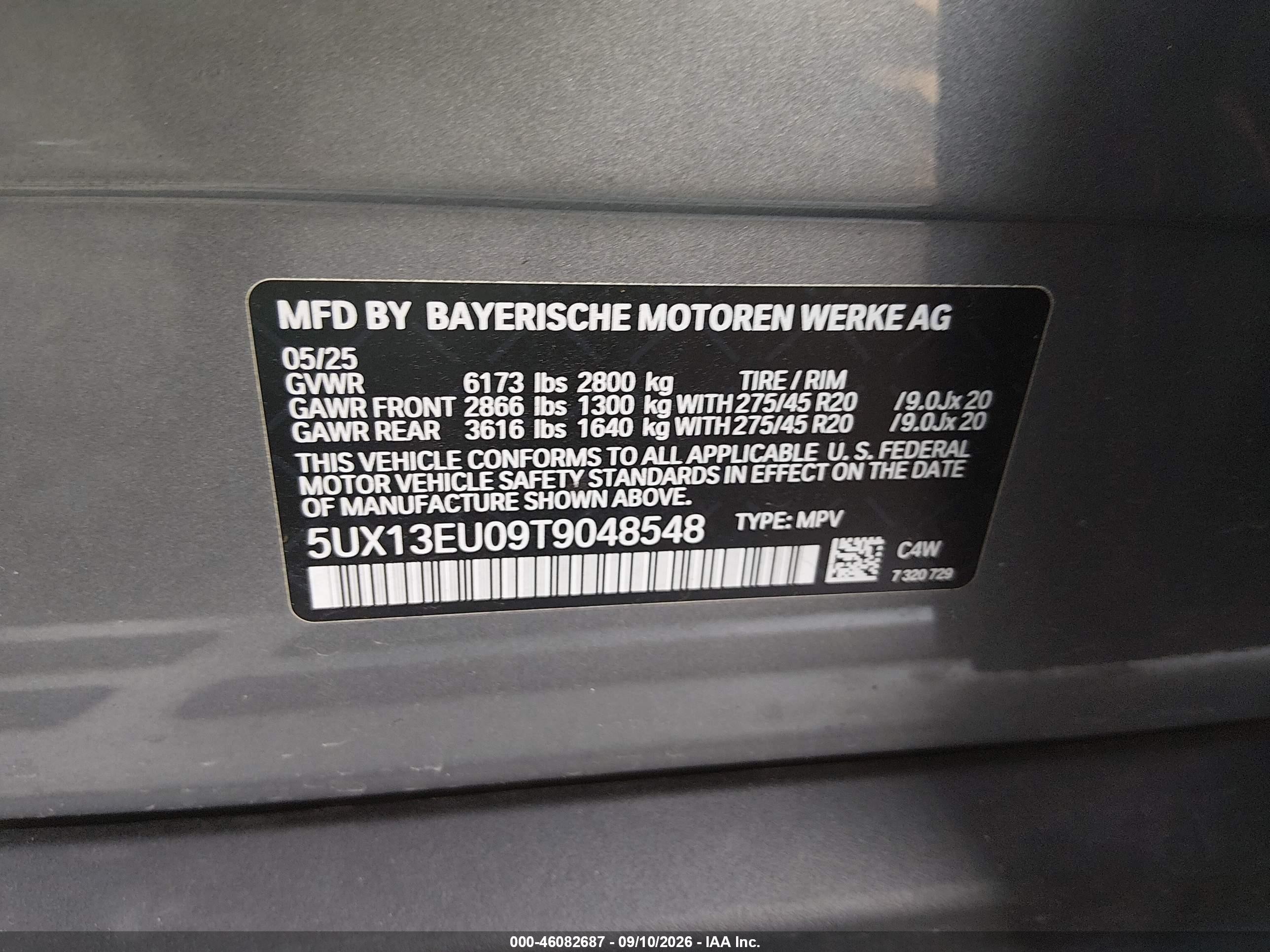 2026 BMW X5 VIN 5UX13EU09T9048548 IAAI salvage auction — Front End, Enterprise Vehicles Clear Only (Georgia), sold $33,000 on 2026-09-16 (photo 9)