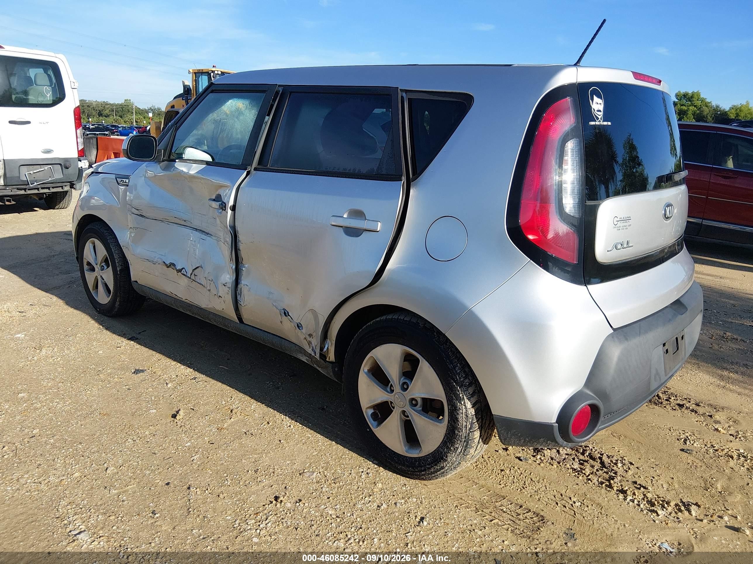 2016 Kia Soul VIN KNDJN2A26G7844630 IAAI salvage auction — Side, Rebuildable (Florida), sold $1,825 on 2026-10-04 (photo 3)