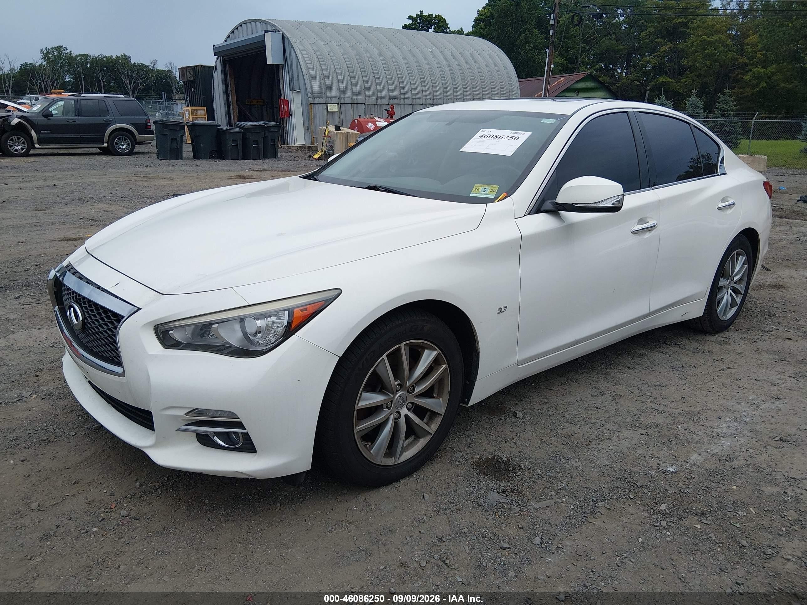2015 Infiniti Q50 VIN JN1BV7AR8FM396084 IAAI salvage auction — Engine Damage, Clear (New Jersey), sold $2,175 on 2026-09-30 (photo 2)