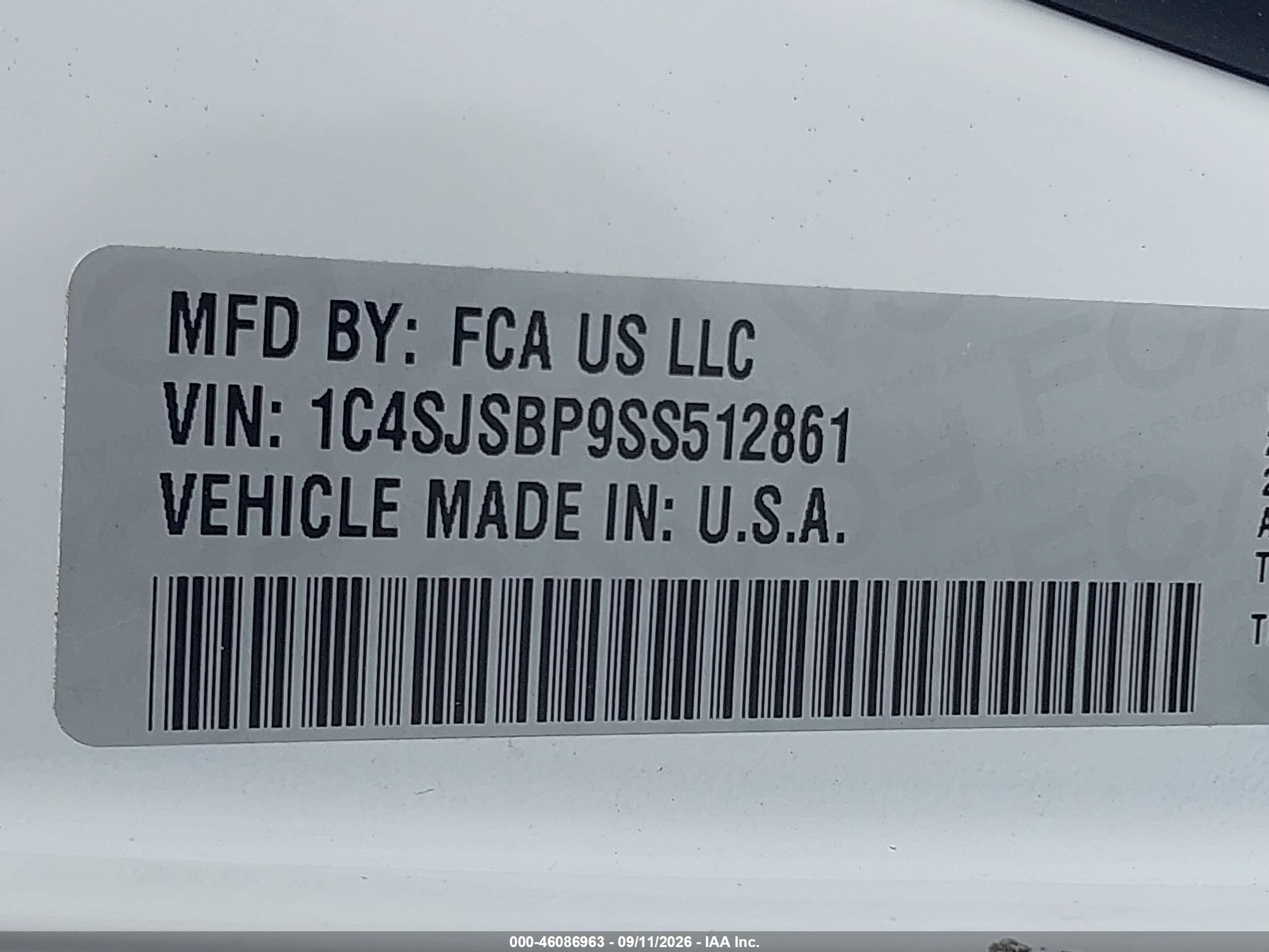 2025 Jeep Wagoneer VIN 1C4SJSBP9SS512861 IAAI salvage auction — Front End, Enterprise Vehicles Clear Only (Florida), sold $23,100 on 2026-09-13 (photo 9)