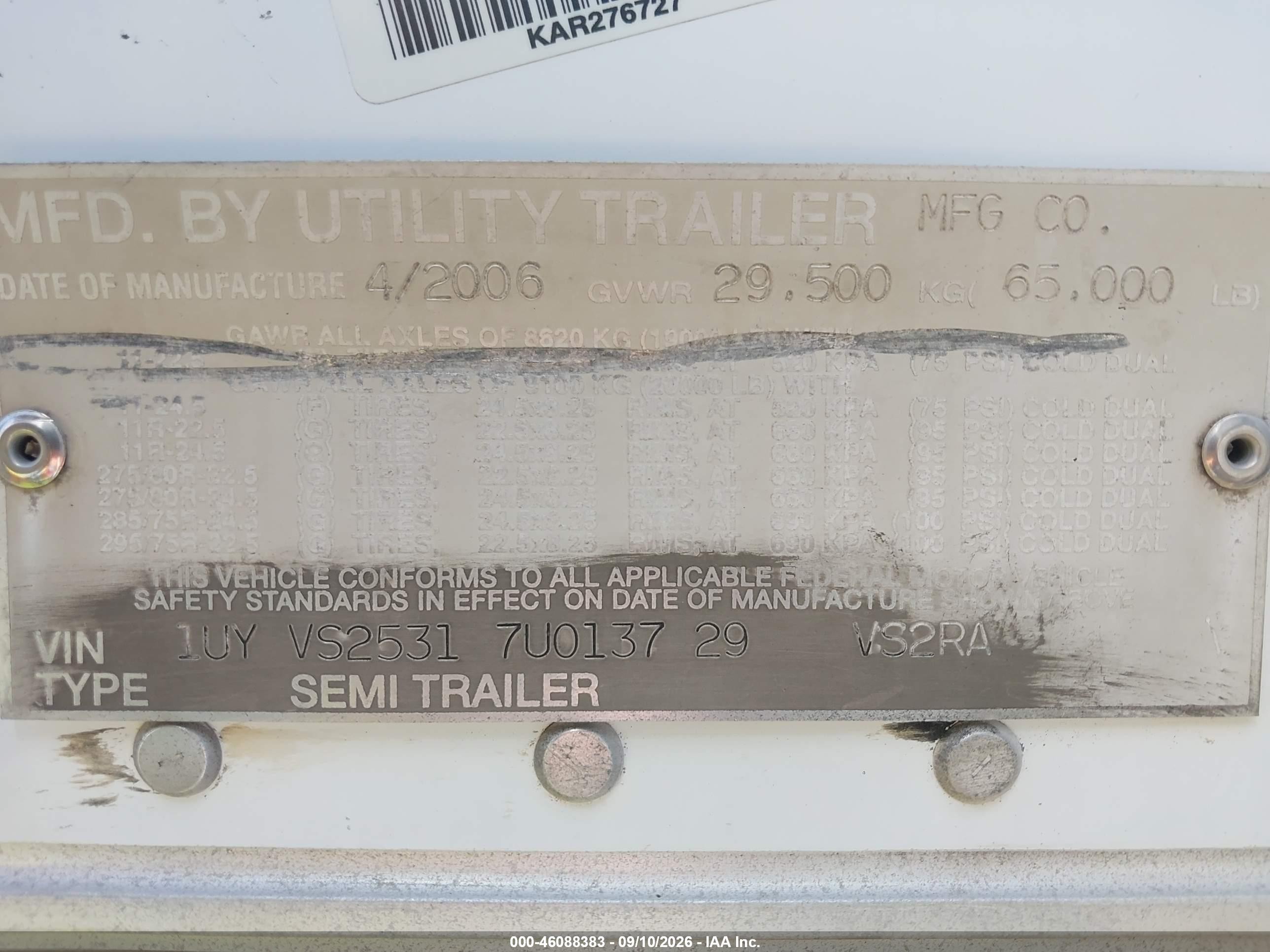 2007 Utility Trailer Mfg Unknown VIN 1UYVS25317U013729 IAAI salvage auction — Front & Rear, Salvage (California), sold $1,650 on 2026-09-23 (photo 9)