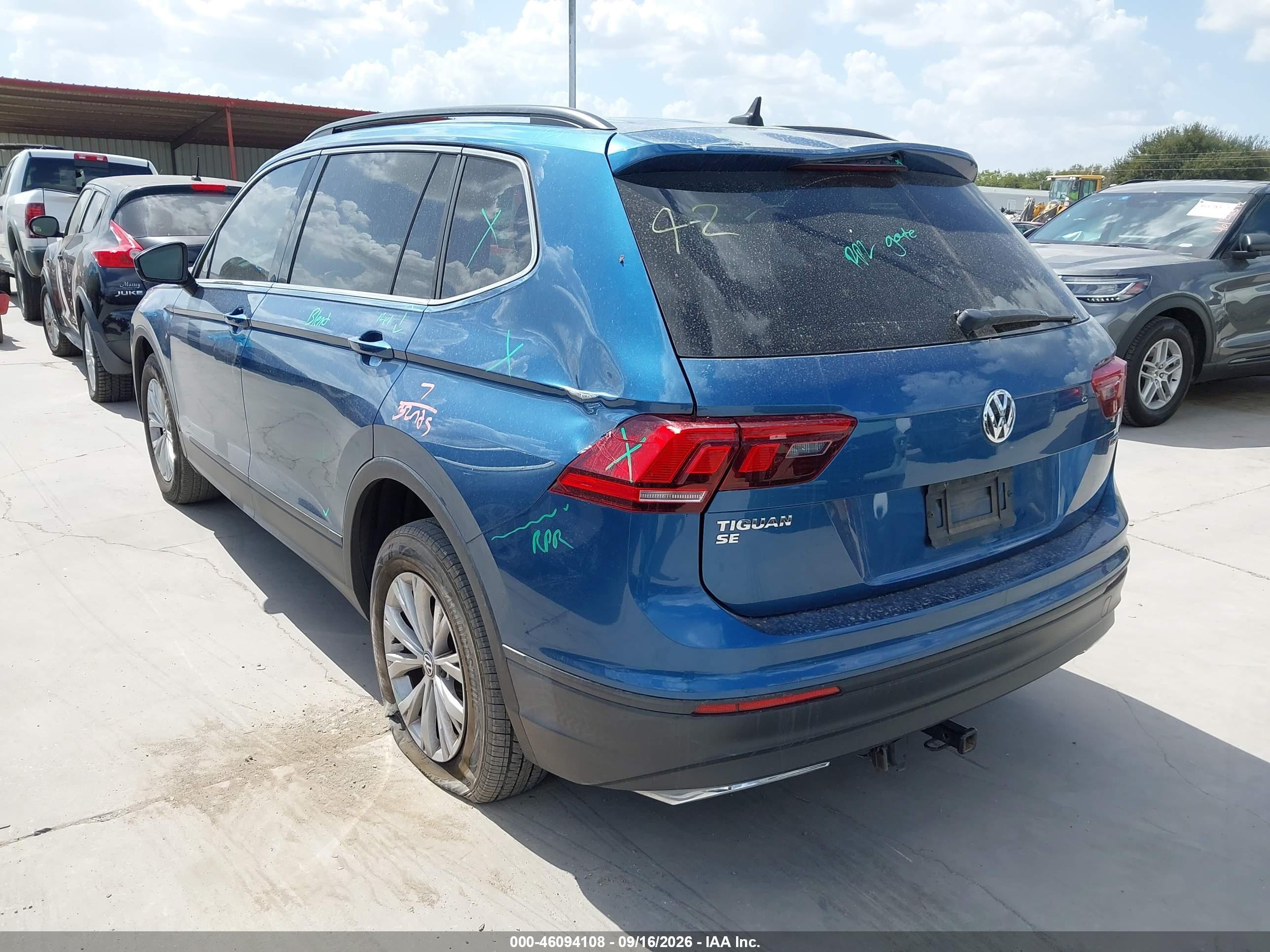 2019 Volkswagen Tiguan VIN 3VV2B7AX2KM106555 IAAI salvage auction — Rear End, Salvage (Texas), sold $7,250 on 2026-10-01 (photo 3)
