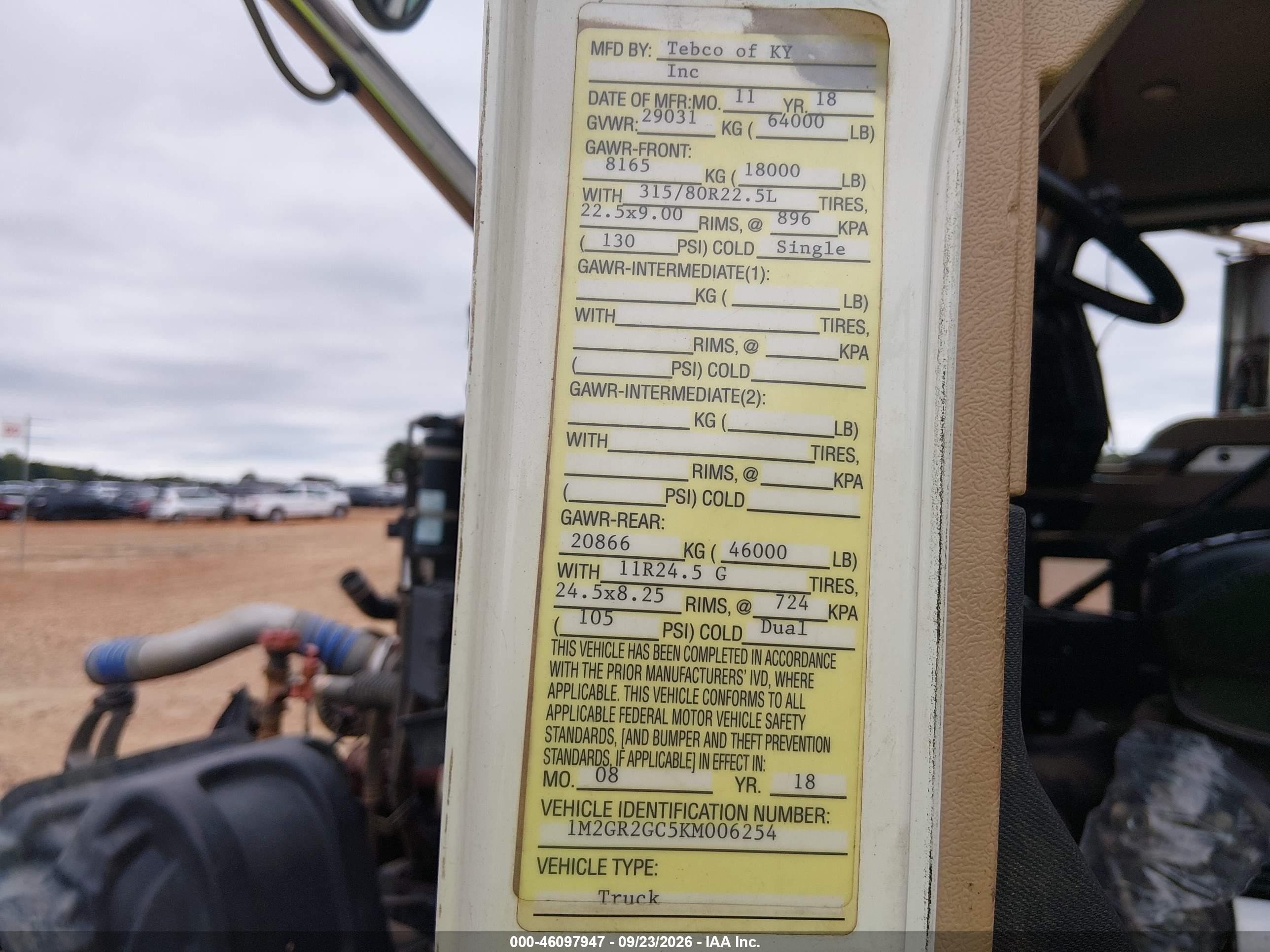 2019 Mack Granite VIN 1M2GR2GC5KM006254 IAAI salvage auction — Front End, Salvage (Georgia), sold $10,600 on 2026-10-14 (photo 8)