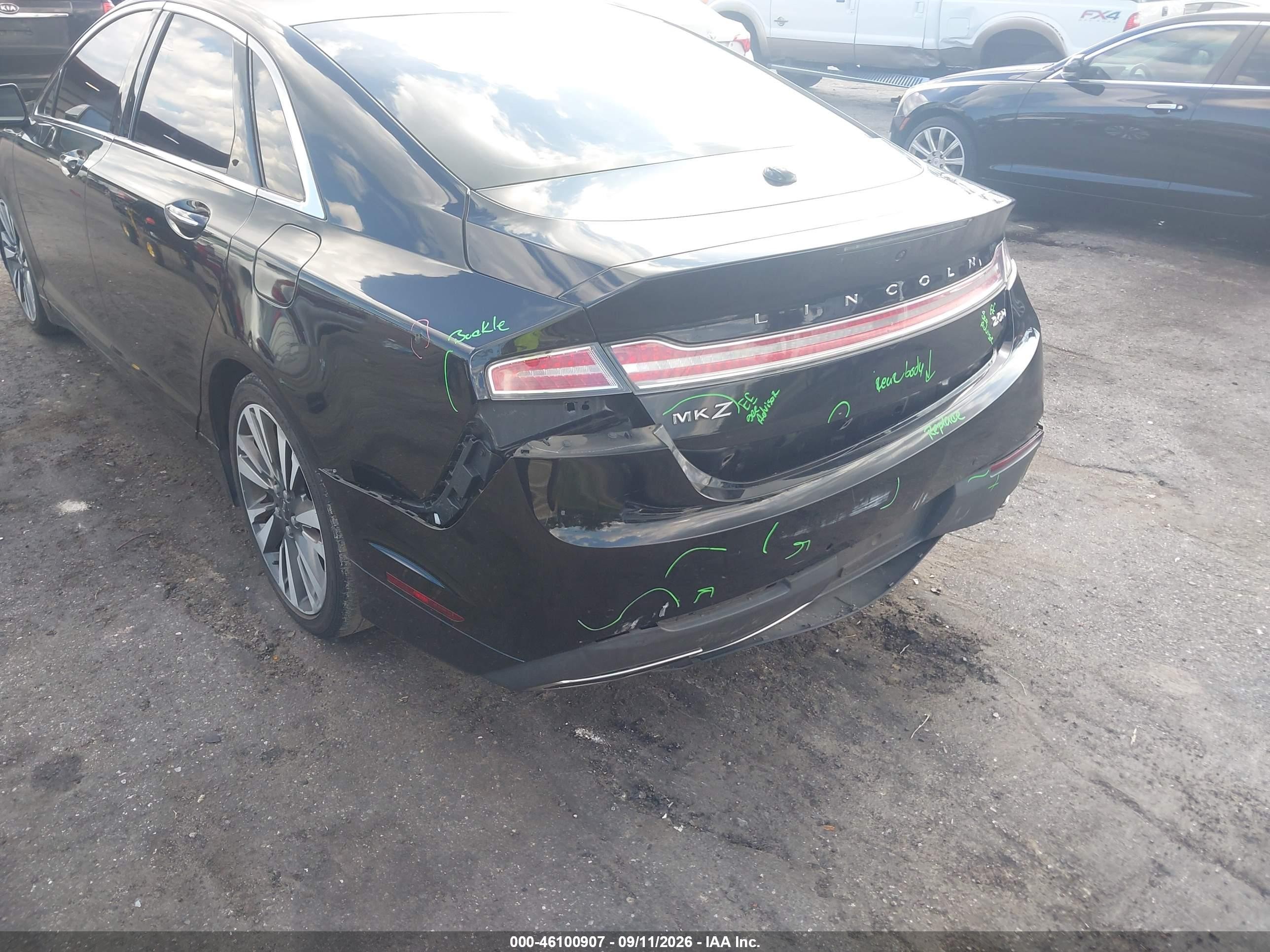 2017 Lincoln MKZ VIN 3LN6L5MU0HR613951 IAAI salvage auction — Rear End, Rebuildable (Florida), sold $3,750 on 2026-09-25 (photo 6)