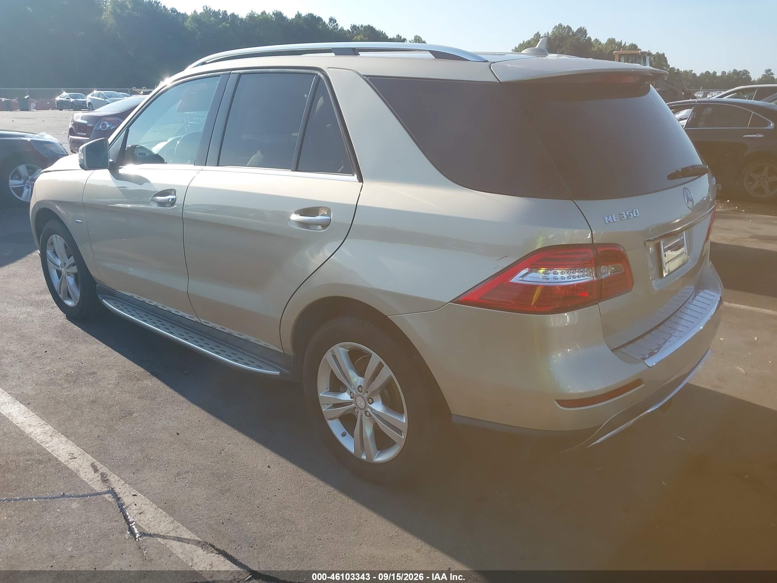2012 Mercedes-benz M-klasse VIN 4JGDA5HB9CA027533 IAAI salvage auction — Unknown, Salvage (North Carolina), sold $3,650 on 2026-10-02 (photo 3)