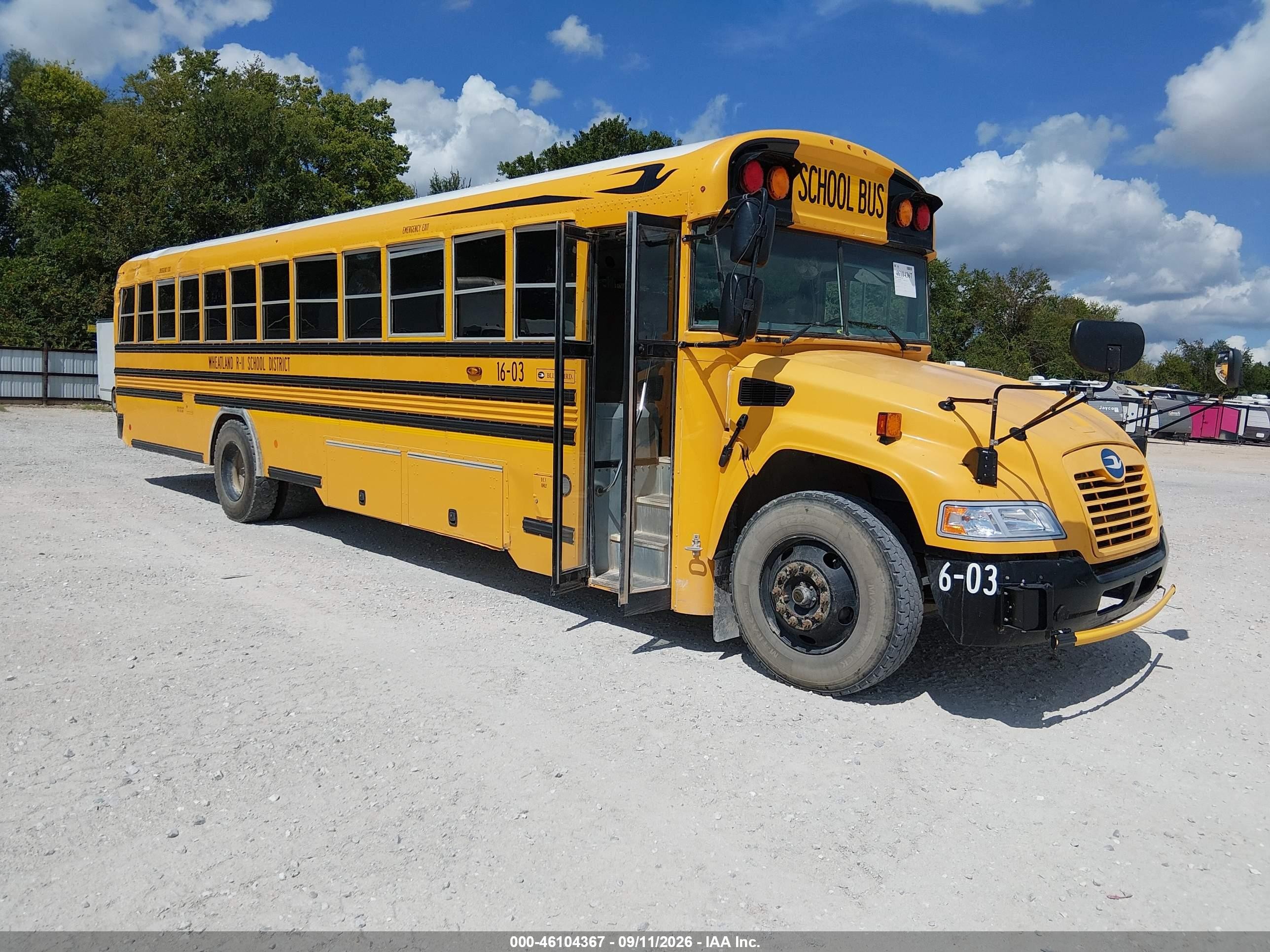 2016 Blue Bird School Bus / Transit Bus VIN 1BAKGCPH6GF324721 IAAI salvage auction — Side, Salvage (Tennessee), sold $5,500 on 2026-09-21 (photo 1)