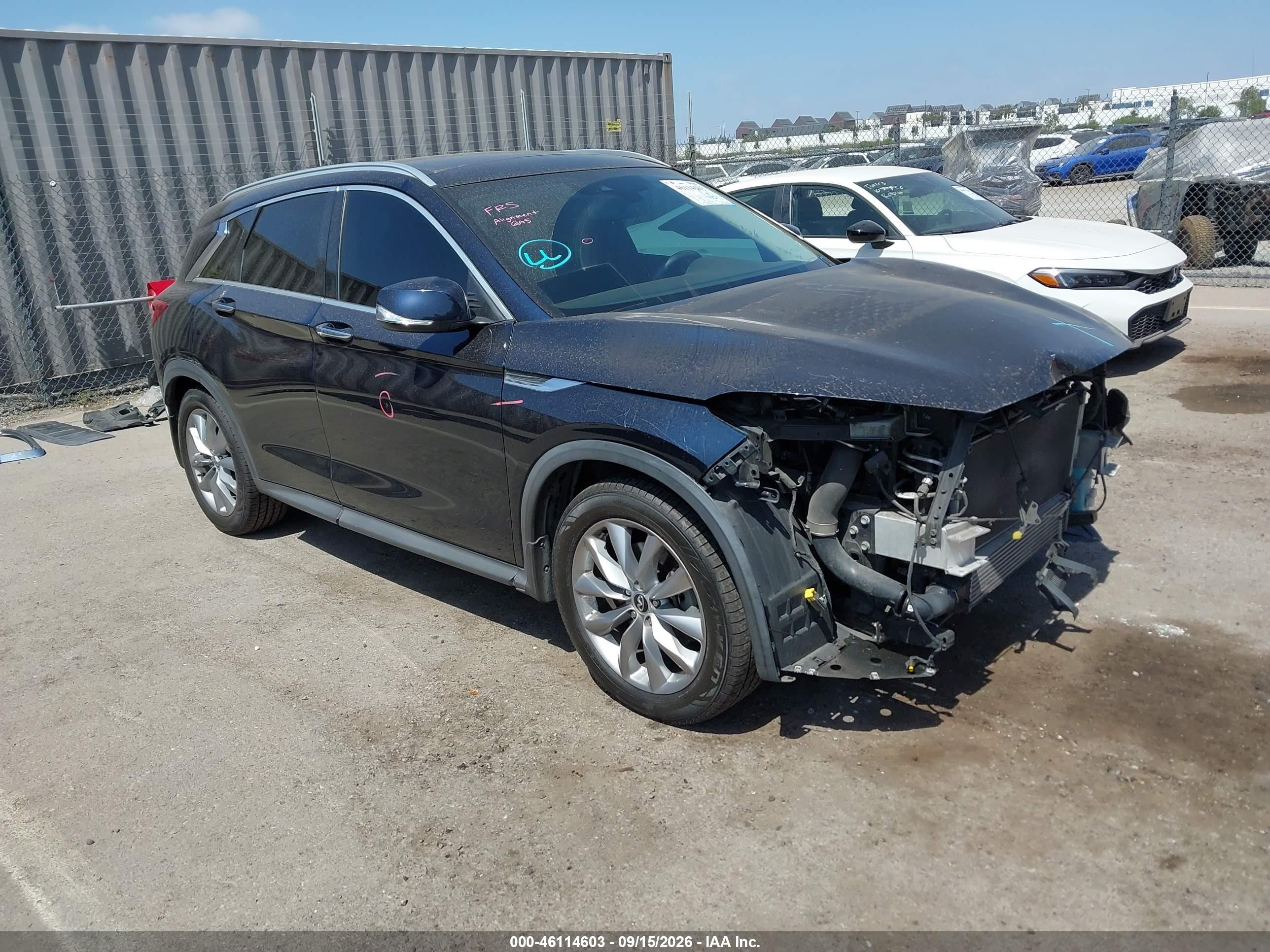 2019 Infiniti QX50 VIN 3PCAJ5M10KF133508 IAAI salvage auction — Front End, Salvage (California), sold $3,050 on 2026-09-24 (photo 1)
