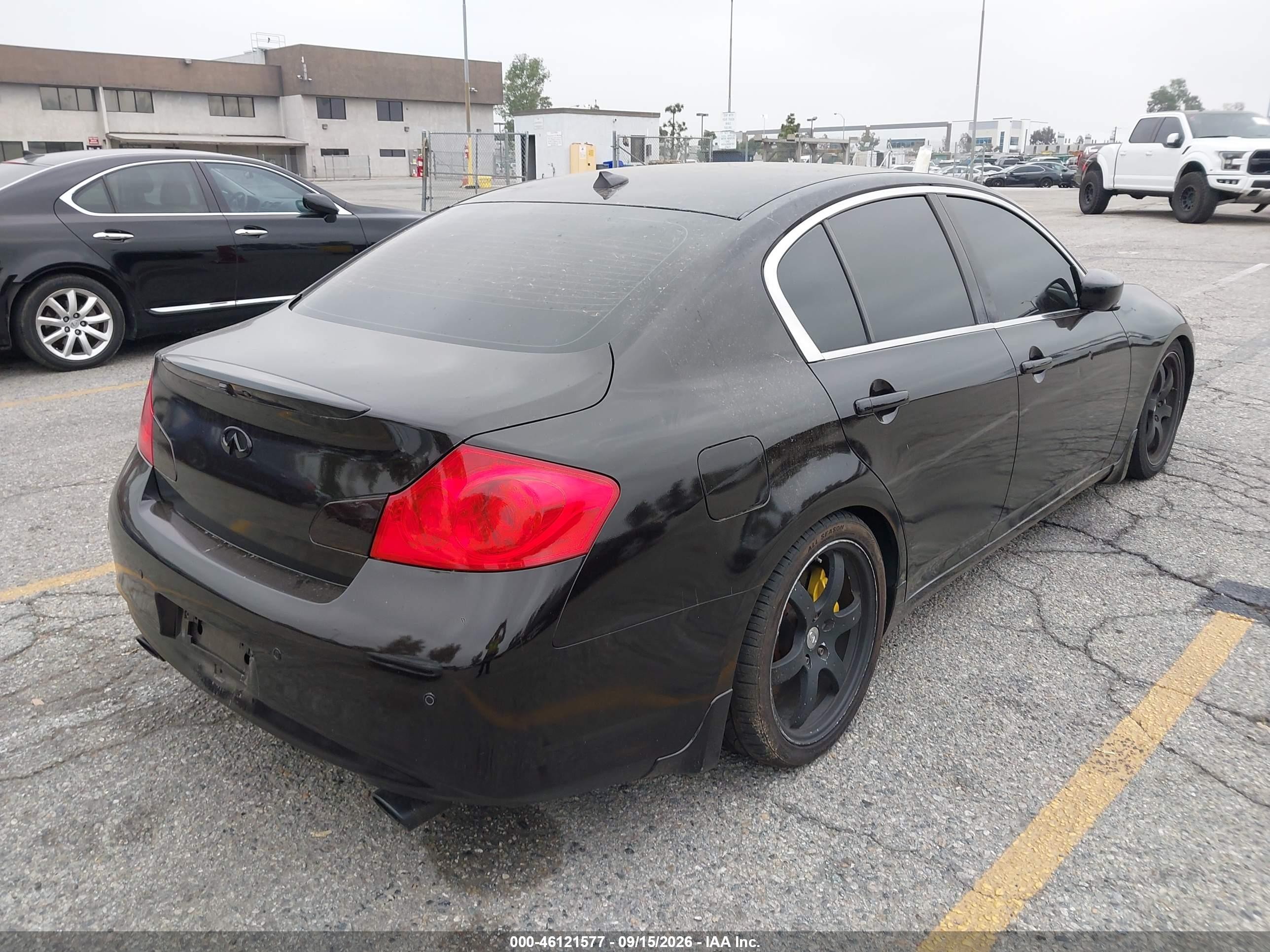 2013 Infiniti G VIN JN1CV6AP4DM712428 IAAI salvage auction — Side, Salvage (California), sold $1,600 on 2026-09-26 (photo 4)