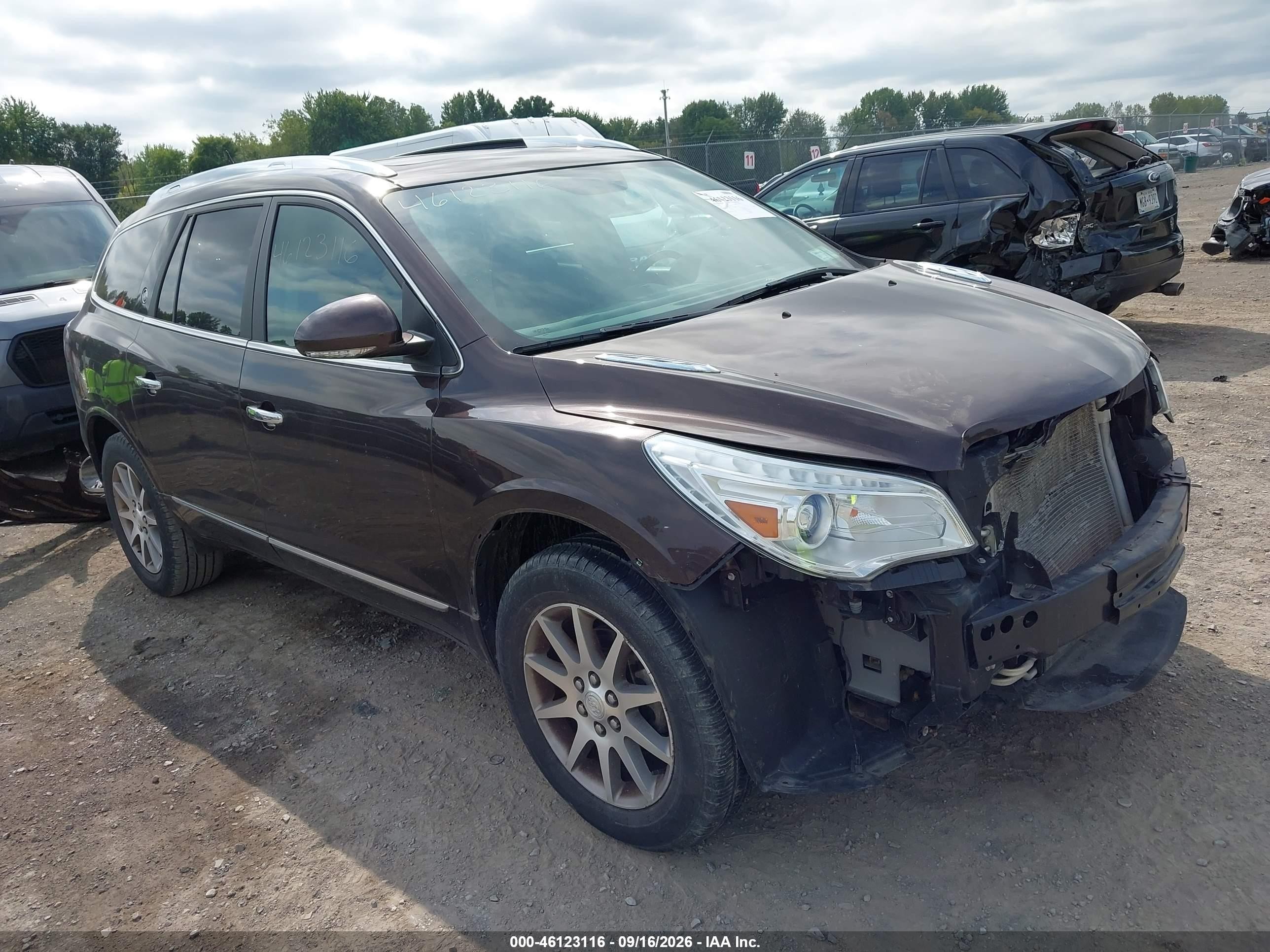 2016 Buick Enclave VIN 5GAKVBKD5GJ199414 IAAI salvage auction — Front End, Mv-907A (New York), sold $1,400 on 2026-09-23 (photo 1)