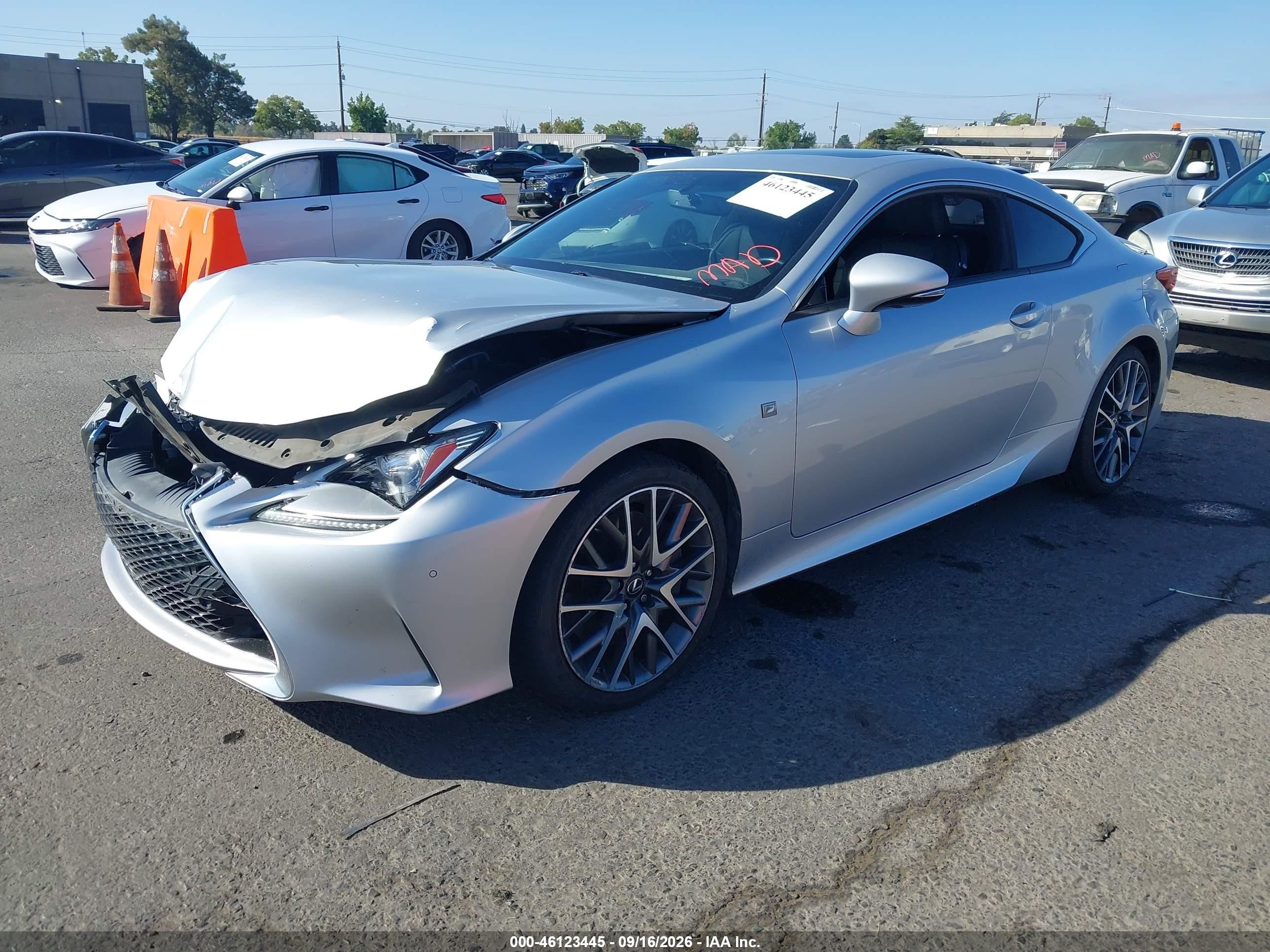2016 Lexus Rc VIN JTHHA5BC4G5000583 IAAI salvage auction — Front End, Salvage (California), sold $7,200 on 2026-09-26 (photo 2)