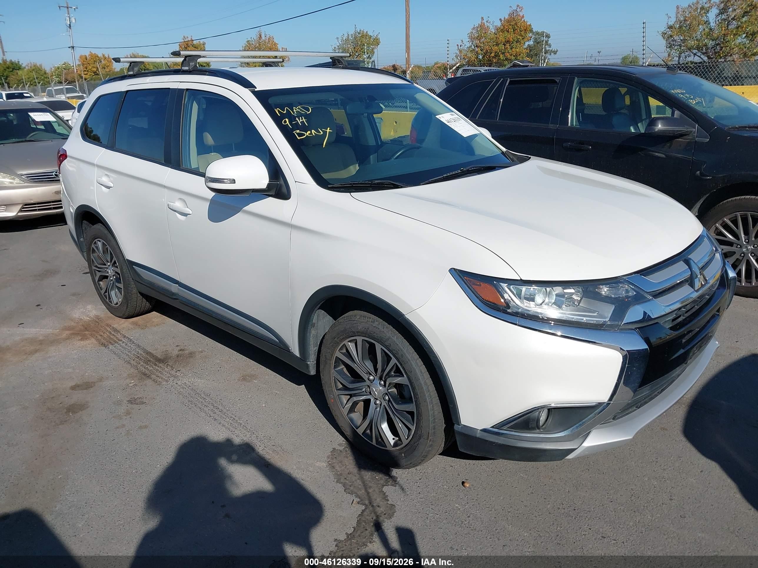 2016 Mitsubishi Outlander VIN JA4AD3A34GZ028841 IAAI salvage auction — Normal Wear, Clear - Dealer Only (California), sold $2,200 on 2026-09-26 (photo 1)