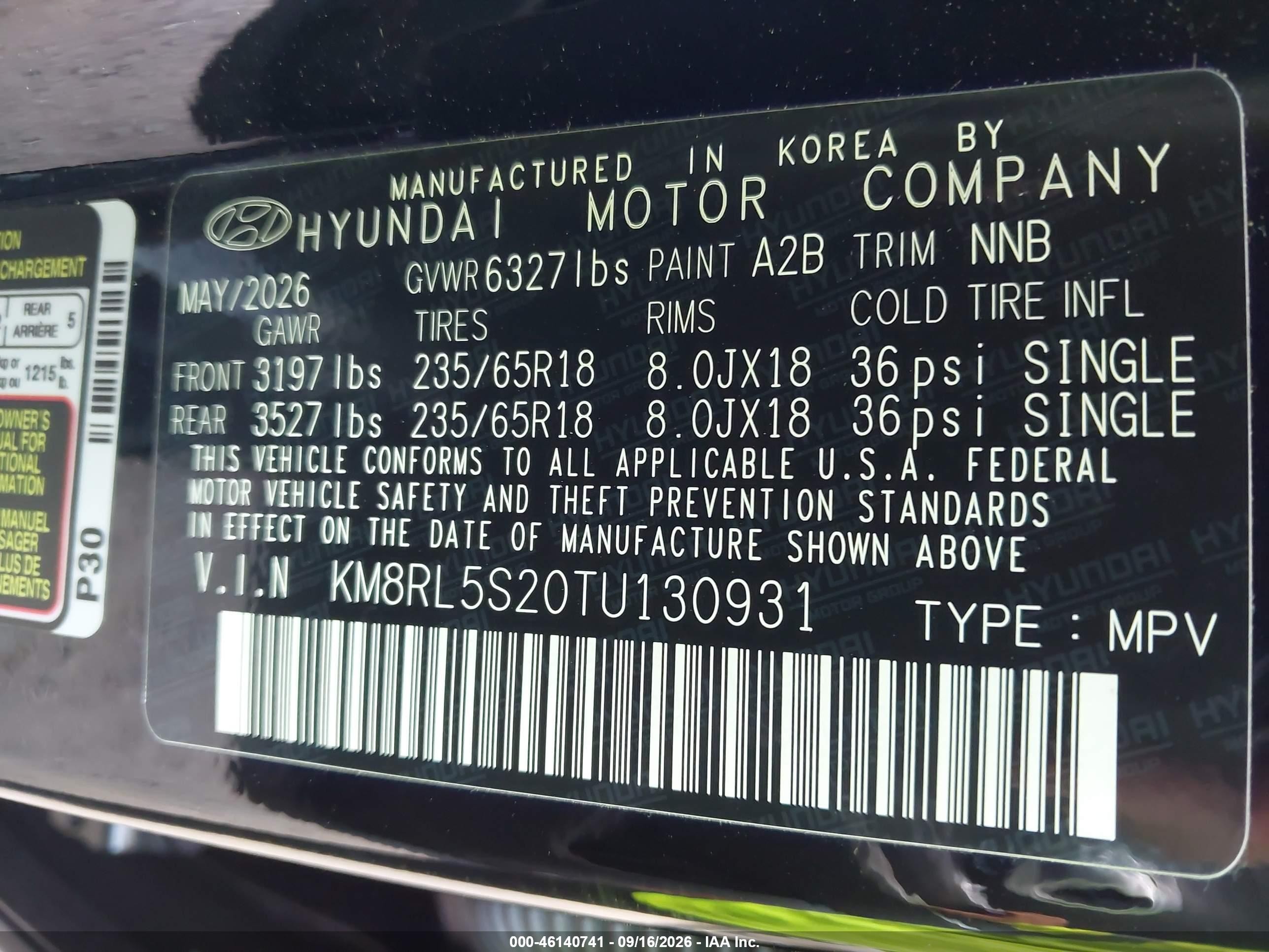 2026 Hyundai Palisade VIN KM8RL5S20TU130931 IAAI salvage auction — Rear End, Enterprise Vehicles Clear Only (Texas), sold $25,250 on 2026-09-23 (photo 9)
