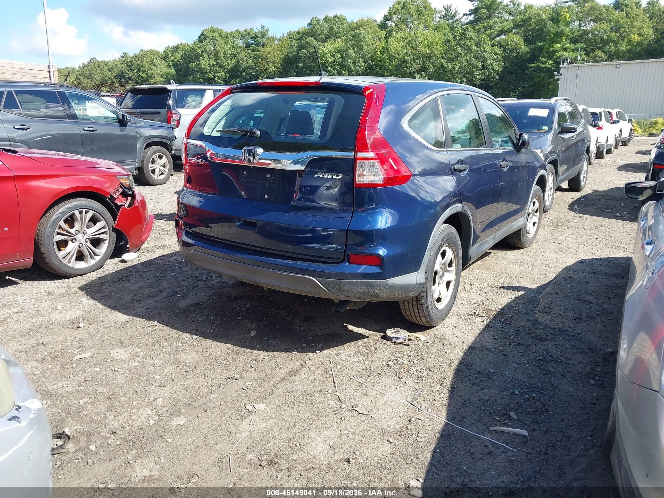 2015 Honda Cr-v VIN 5J6RM4H33FL076587 IAAI salvage auction — Rear End, Salvage (Connecticut), sold $3,000 on 2026-09-23 (photo 4)