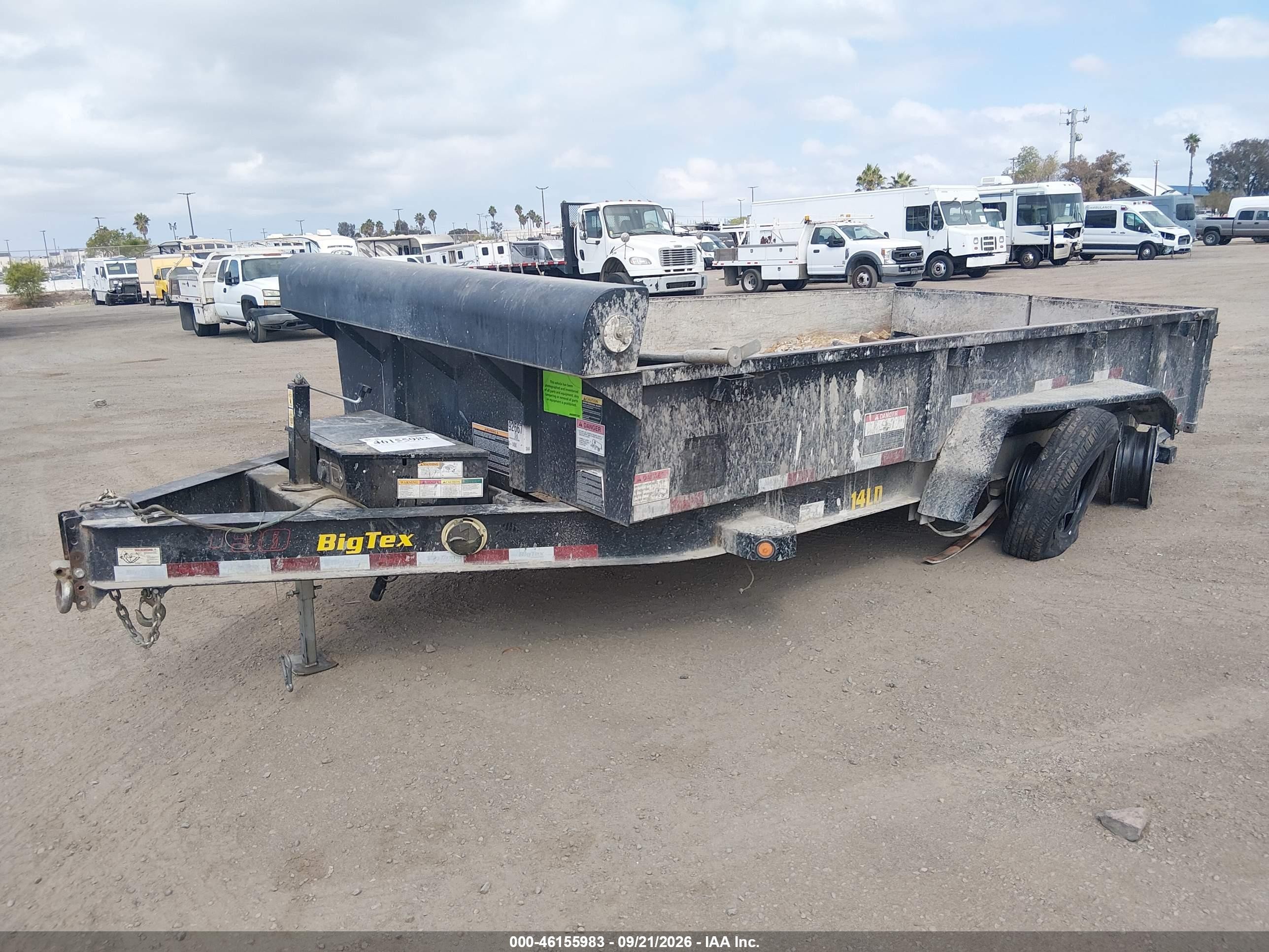 2021 Big Tex Trailer VIN 16V1D1924M5092567 IAAI salvage auction — Rear End, Salvage (California), sold $1,550 on 2026-10-02 (photo 2)
