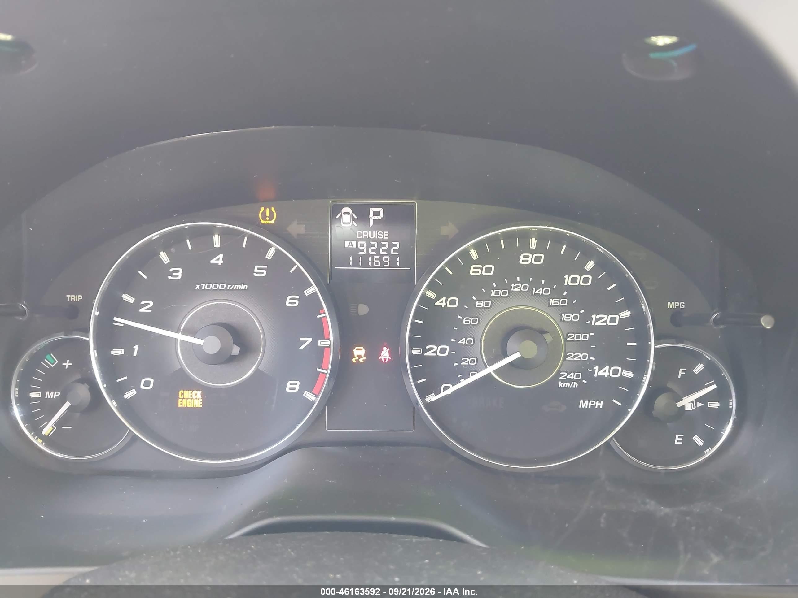 2012 Subaru Outback VIN 4S4BRBAC5C3266146 IAAI salvage auction — Normal Wear, Clear (Massachusetts), sold $1,250 on 2026-09-27 (photo 7)