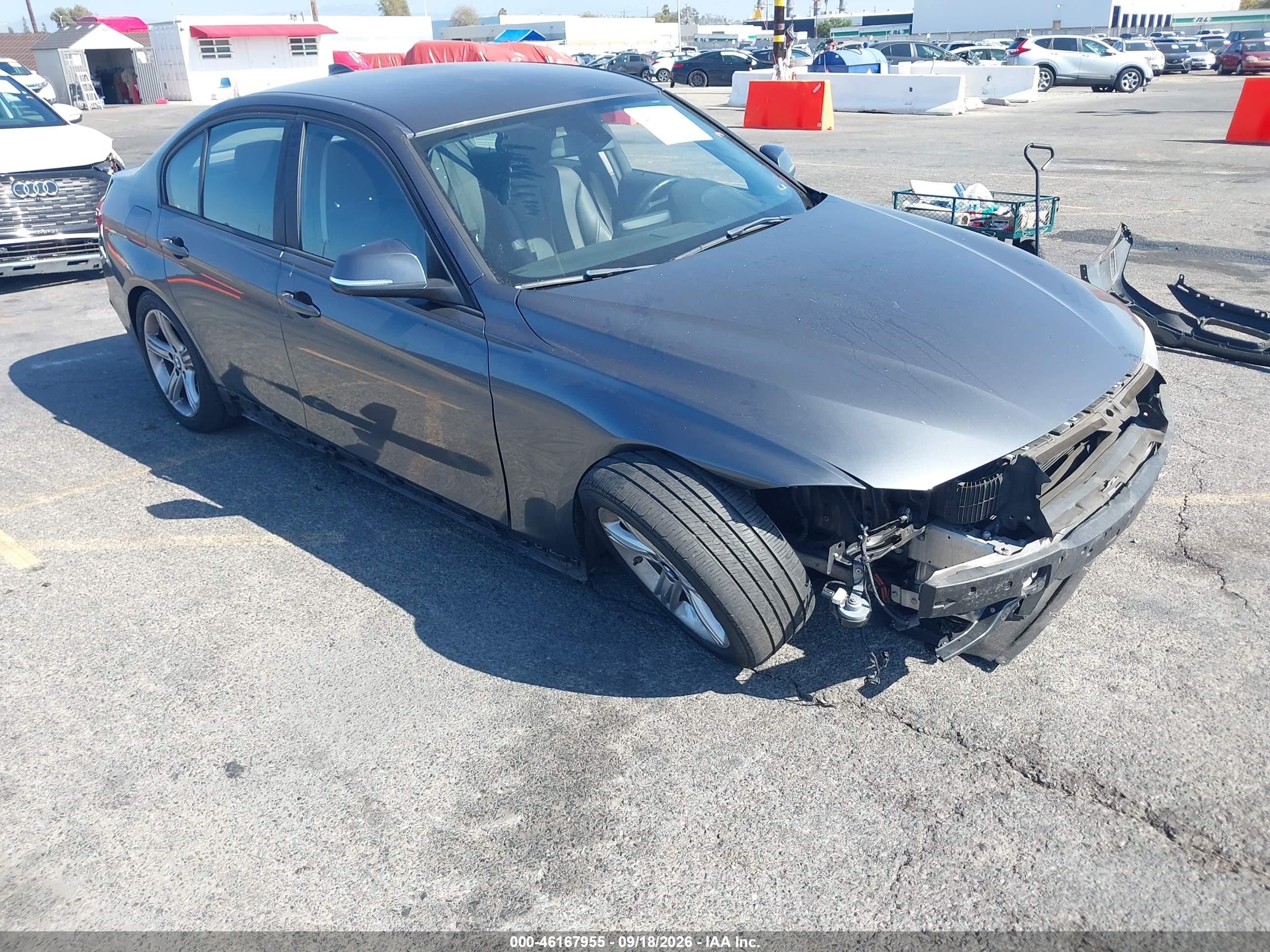2014 BMW 3 Series VIN WBA3B1G52ENS80848 IAAI salvage auction — Front End, Salvage (California), sold $1,475 on 2026-10-02 (photo 1)