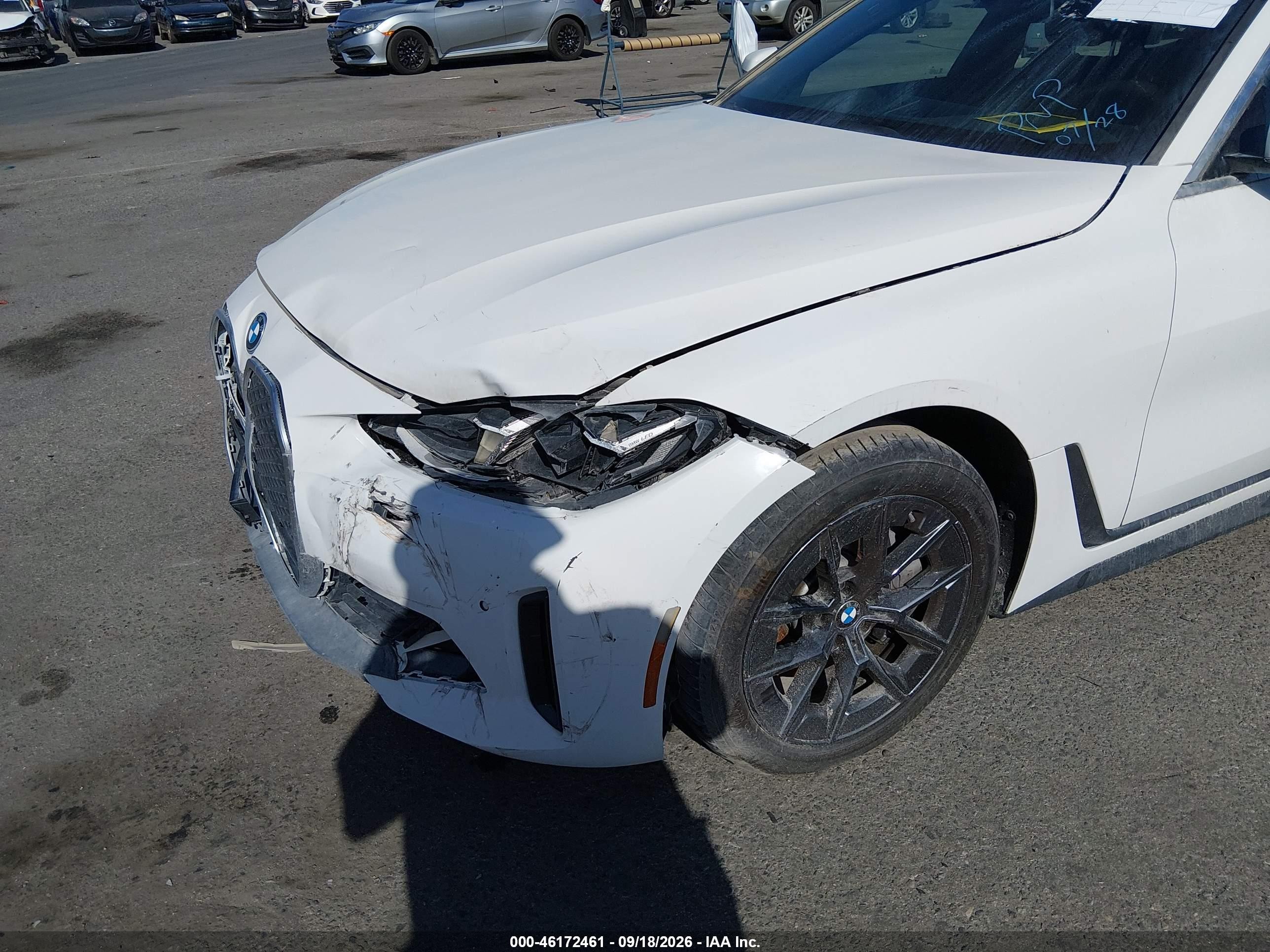 2025 BMW i4 VIN WBY23HD08SFT98632 IAAI salvage auction — Front End, Salvage (California), sold $21,900 on 2026-10-11 (photo 6)