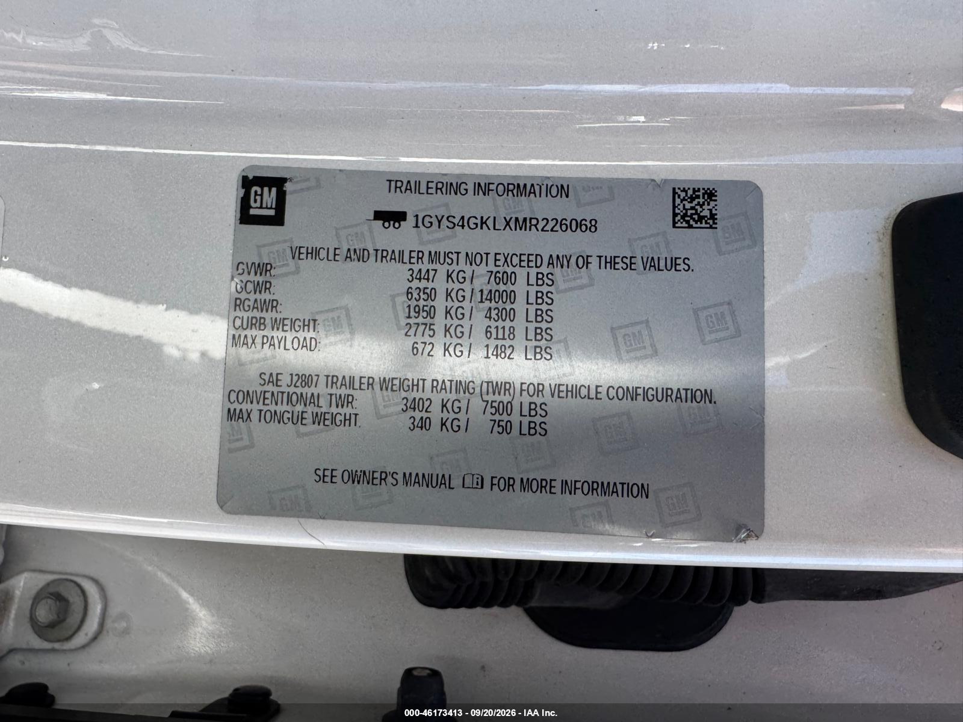 2021 Cadillac Escalade VIN 1GYS4GKLXMR226068 IAAI salvage auction — Mechanical, Original (Texas), sold $21,600 on 2026-10-07 (photo 9)