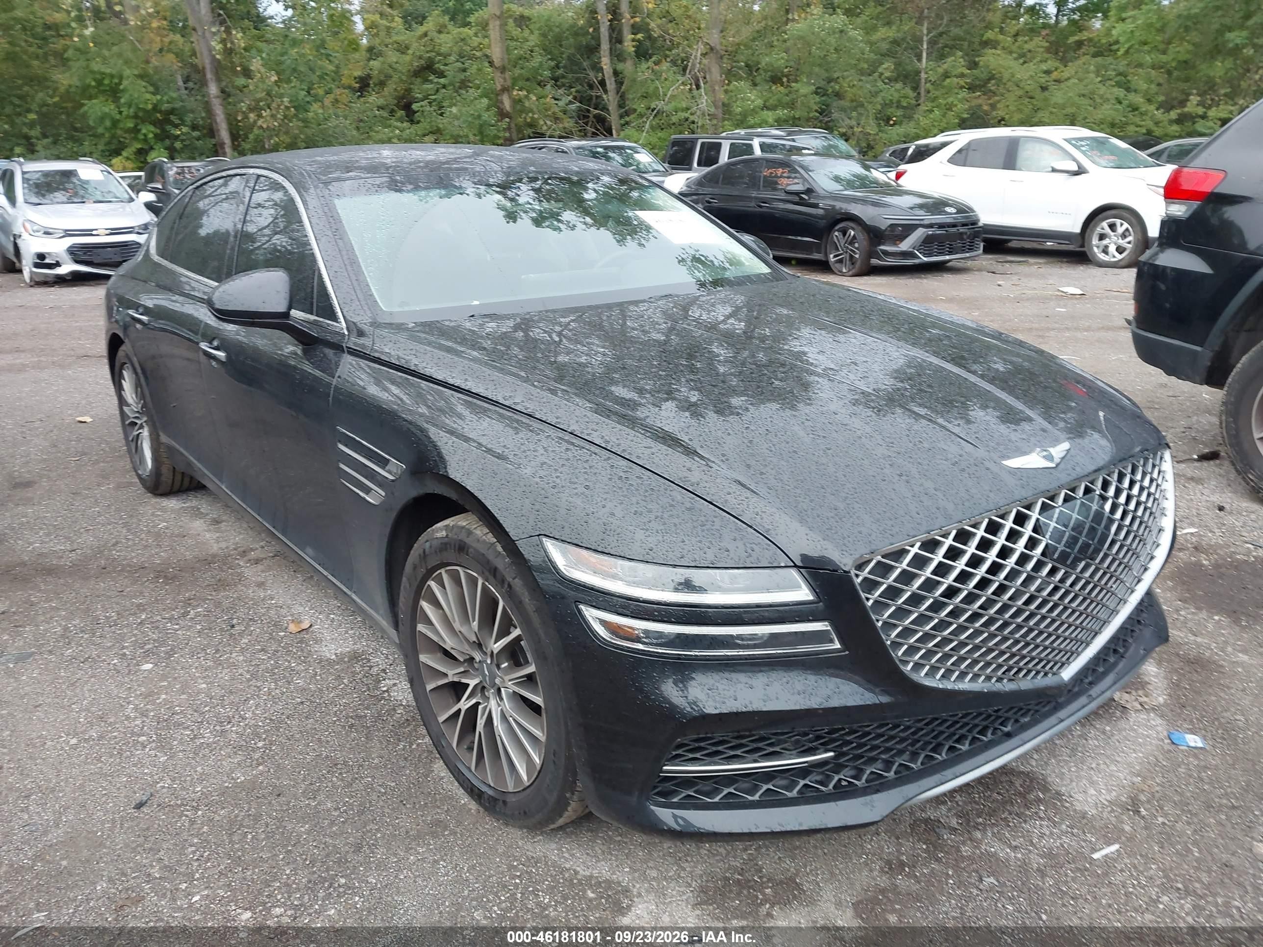 2021 Genesis G80 VIN KMTGB4SC2MU049336 IAAI salvage auction — Side, Salvage (Ohio), sold $8,600 on 2026-10-08 (photo 1)