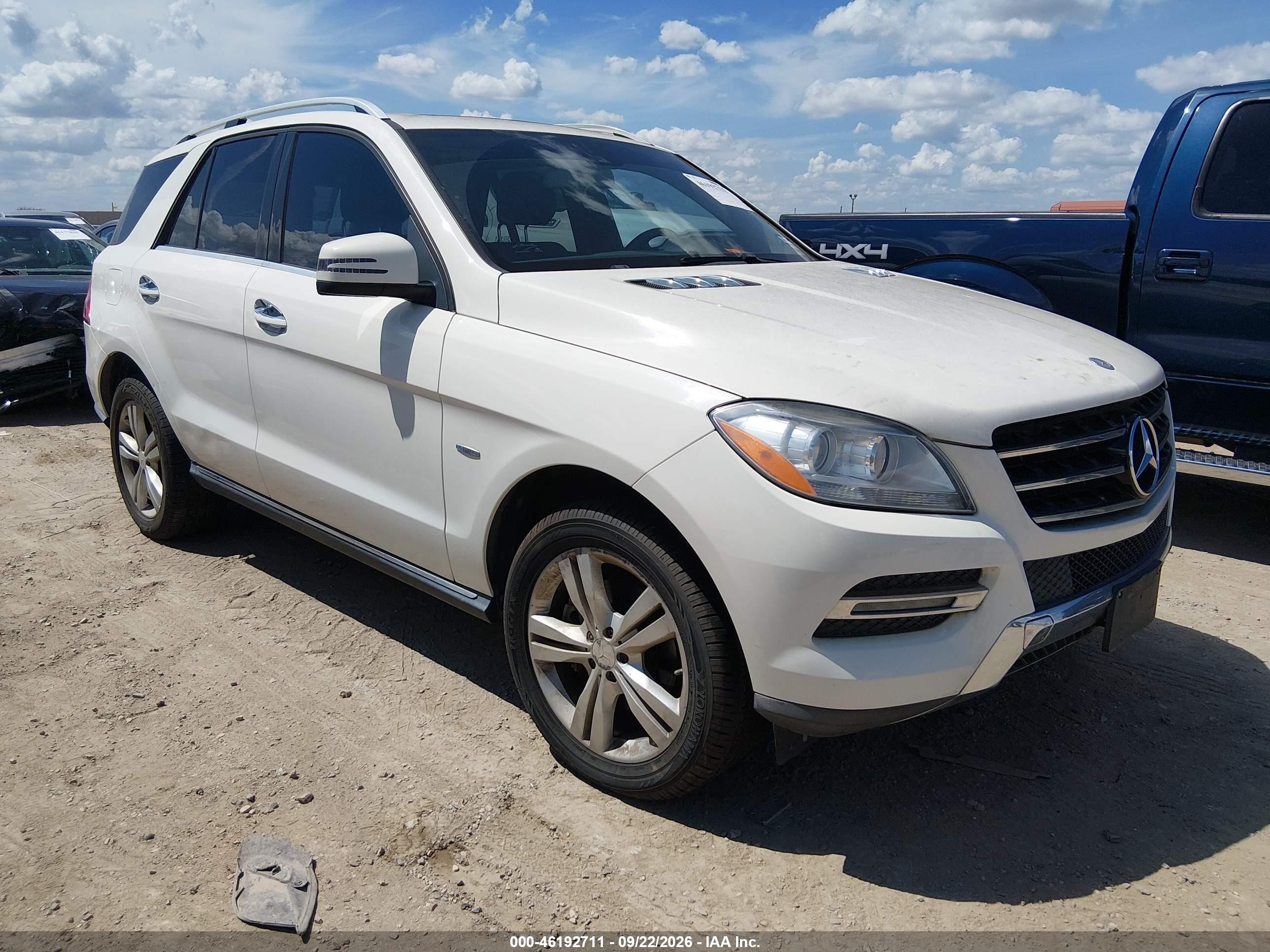 2012 Mercedes-benz M-klasse VIN 4JGDA5HB6CA054799 IAAI salvage auction — Normal Wear, Original (Texas), sold $3,575 on 2026-10-04 (photo 1)