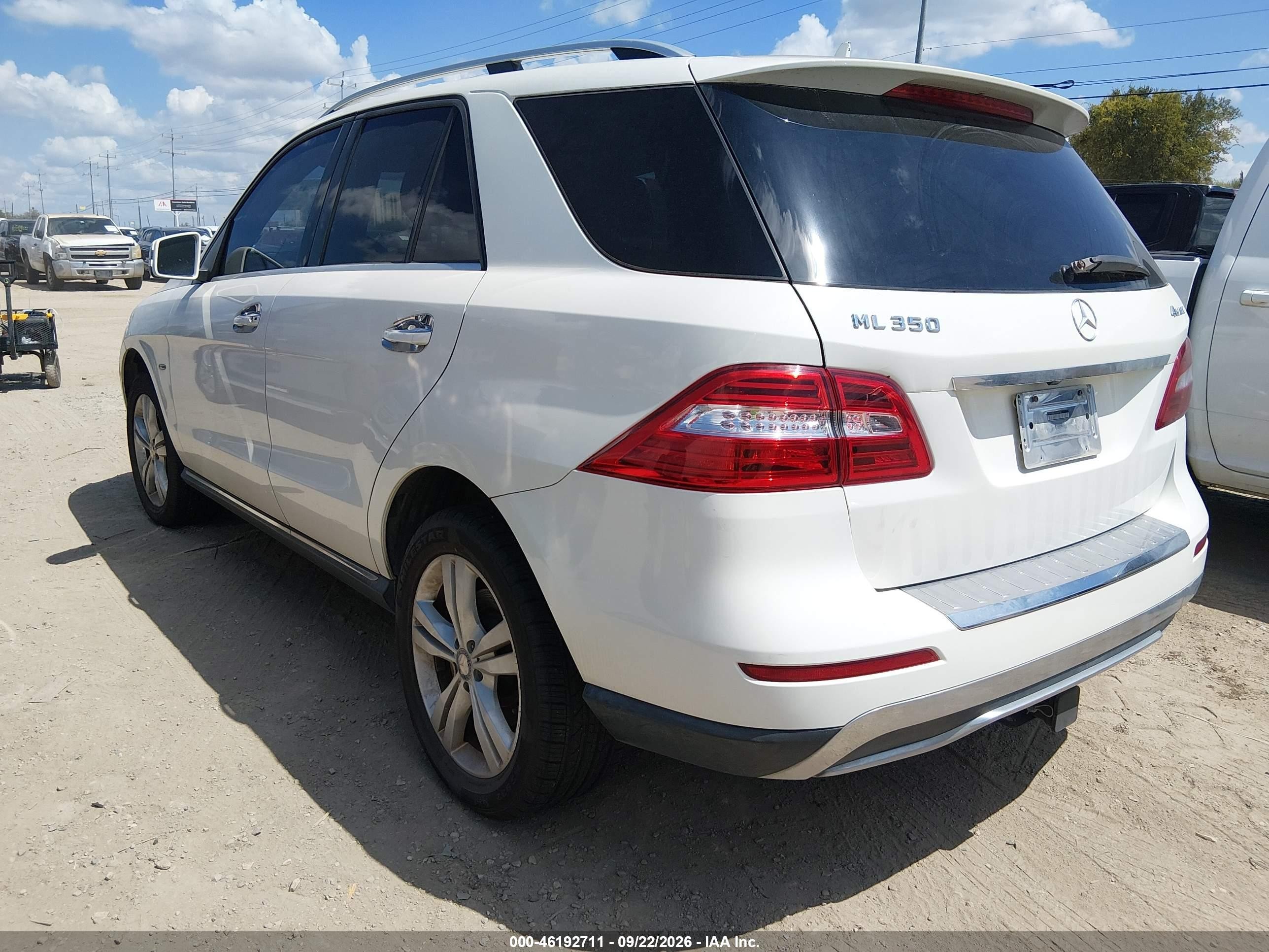 2012 Mercedes-benz M-klasse VIN 4JGDA5HB6CA054799 IAAI salvage auction — Normal Wear, Original (Texas), sold $3,575 on 2026-10-04 (photo 3)
