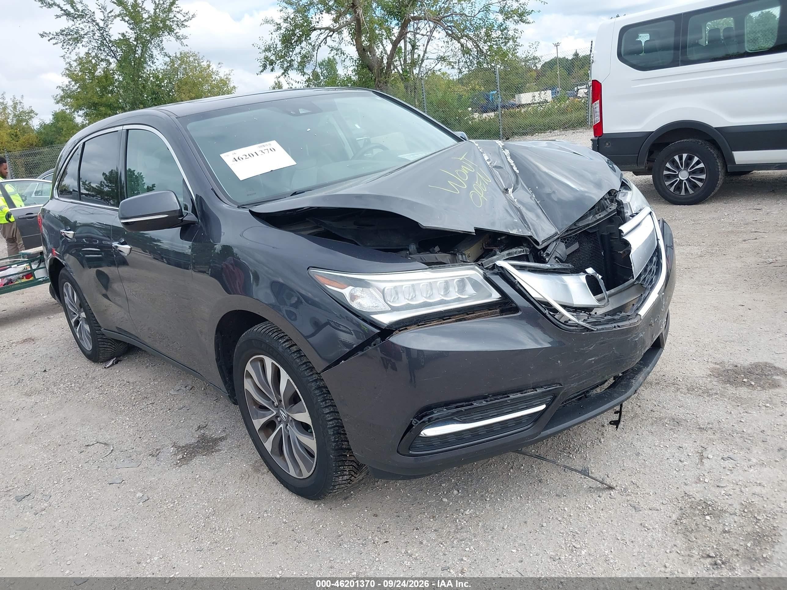 2016 Acura Mdx VIN 5FRYD4H46GB059425 IAAI salvage auction — Front End, Junk Bill Of Sale Mv2459 (Wisconsin), sold $2,000 on 2026-10-11 (photo 1)