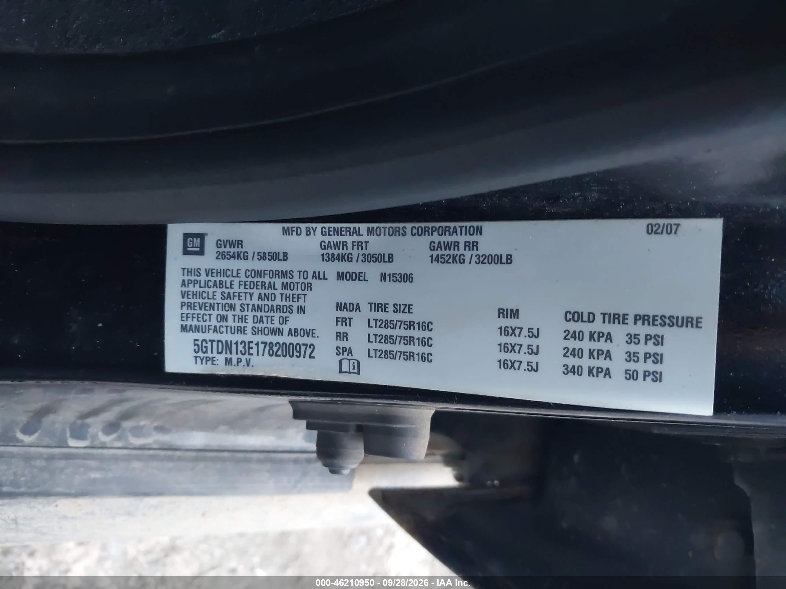2007 Hummer H3 VIN 5GTDN13E178200972 IAAI salvage auction — Normal Wear, Clear (Michigan), sold $1,700 on 2026-10-07 (photo 9)