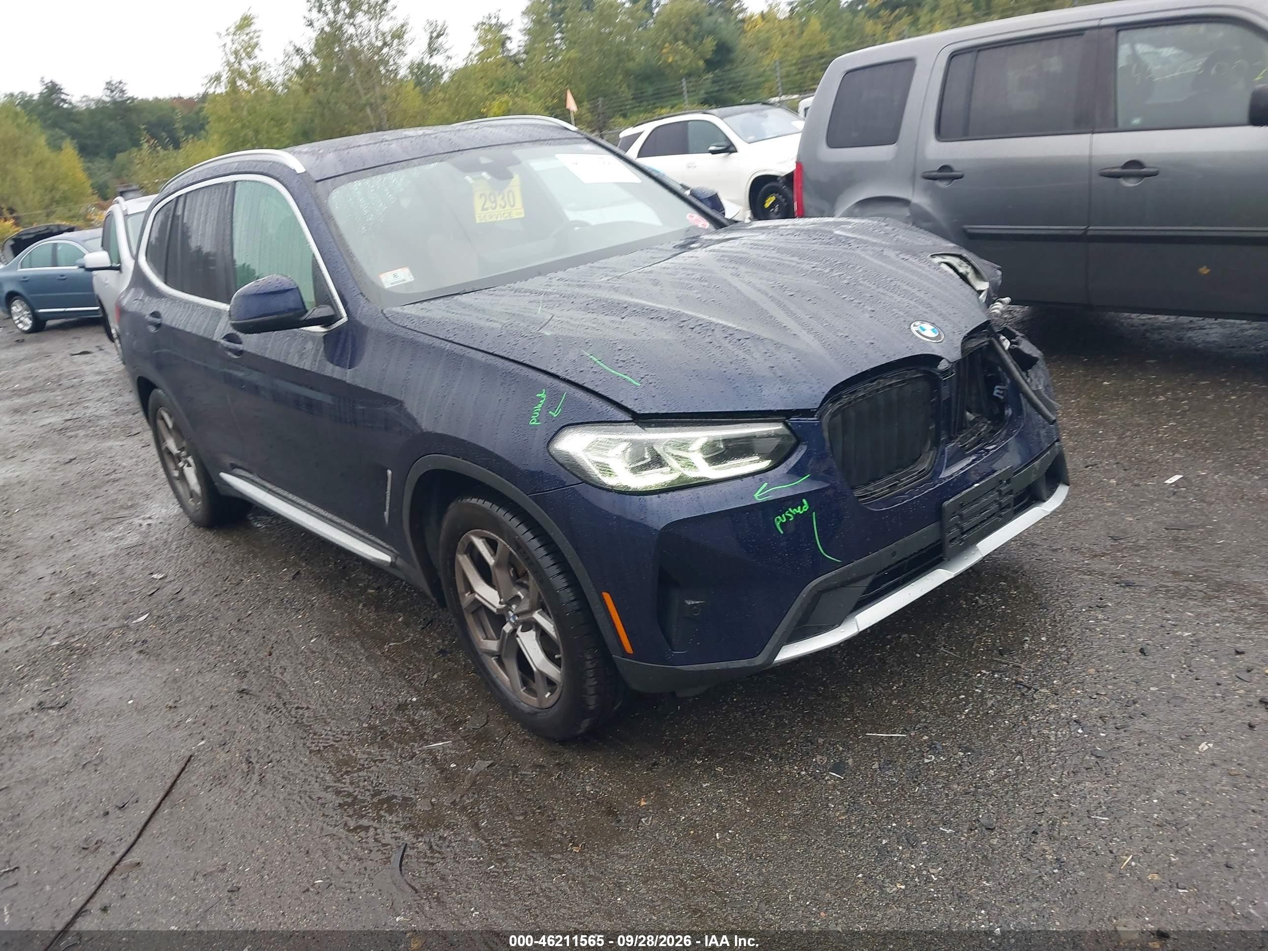2022 BMW X3 VIN 5UX53DP08N9M93678 — IAAI salvage auction photo