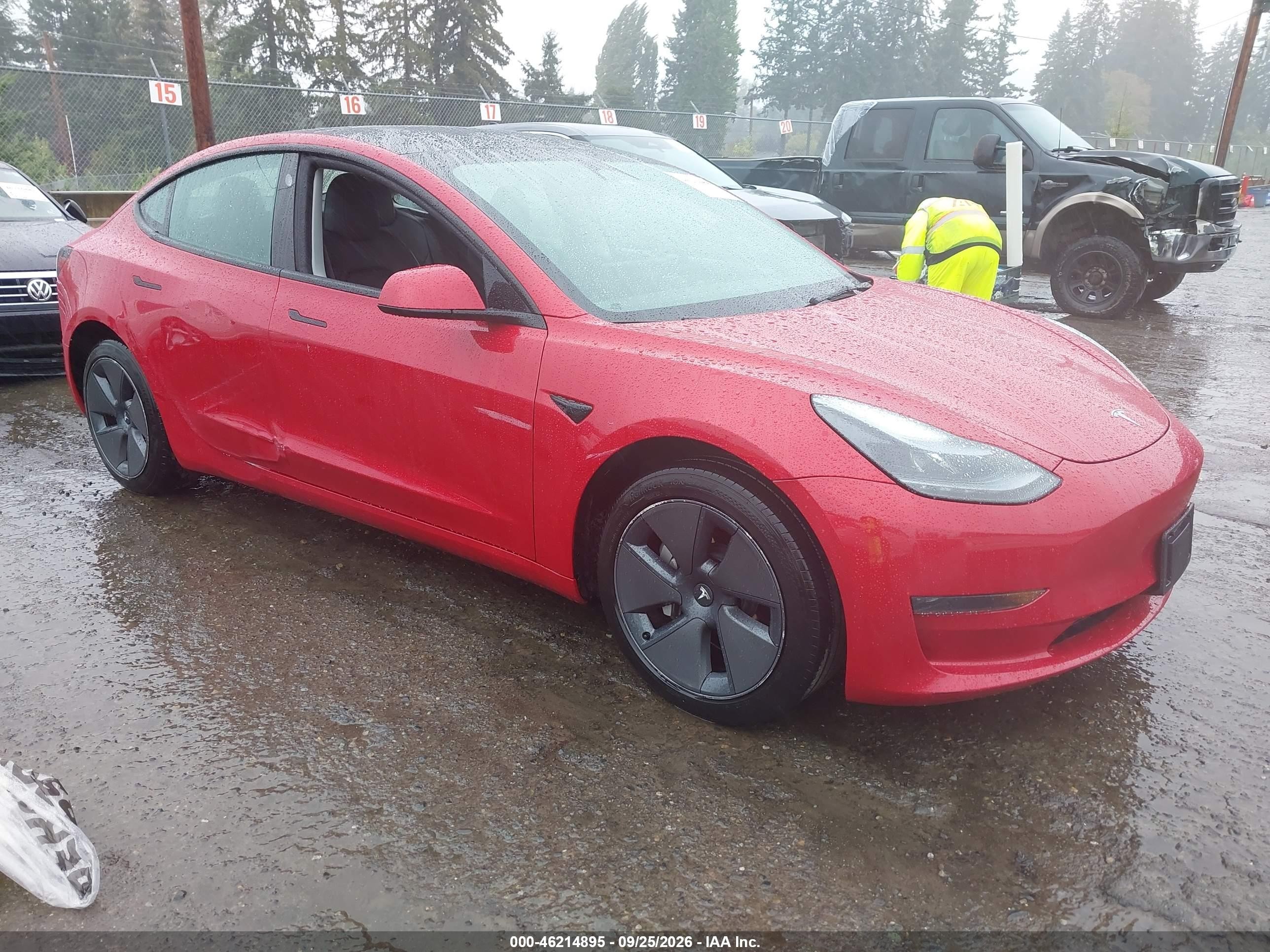 2023 Tesla Model 3 VIN 5YJ3E1EA6PF646158 IAAI salvage auction — Side, Bill Of Sale (Washington), sold $10,400 on 2026-10-05 (photo 1)