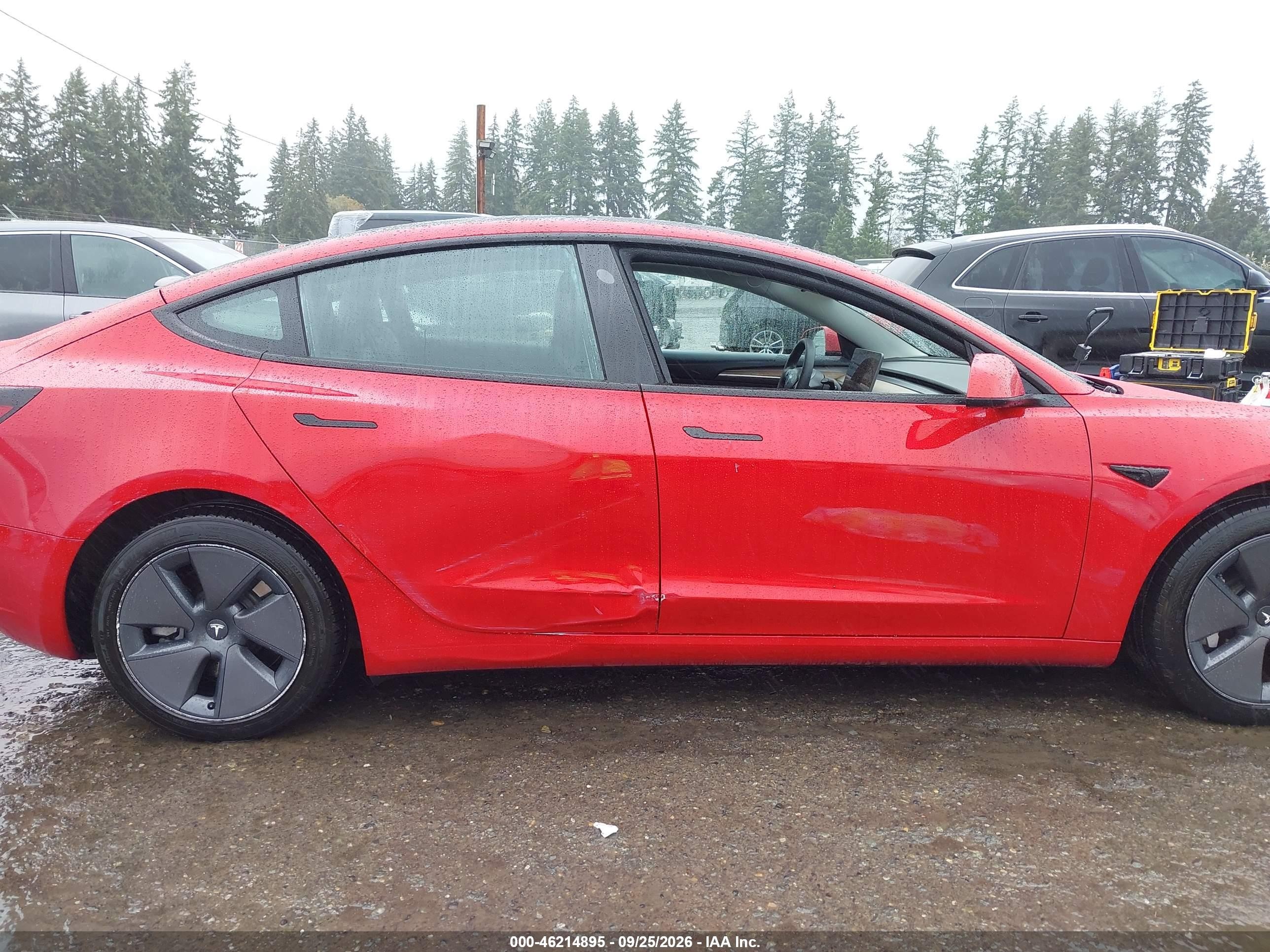2023 Tesla Model 3 VIN 5YJ3E1EA6PF646158 IAAI salvage auction — Side, Bill Of Sale (Washington), sold $10,400 on 2026-10-05 (photo 6)