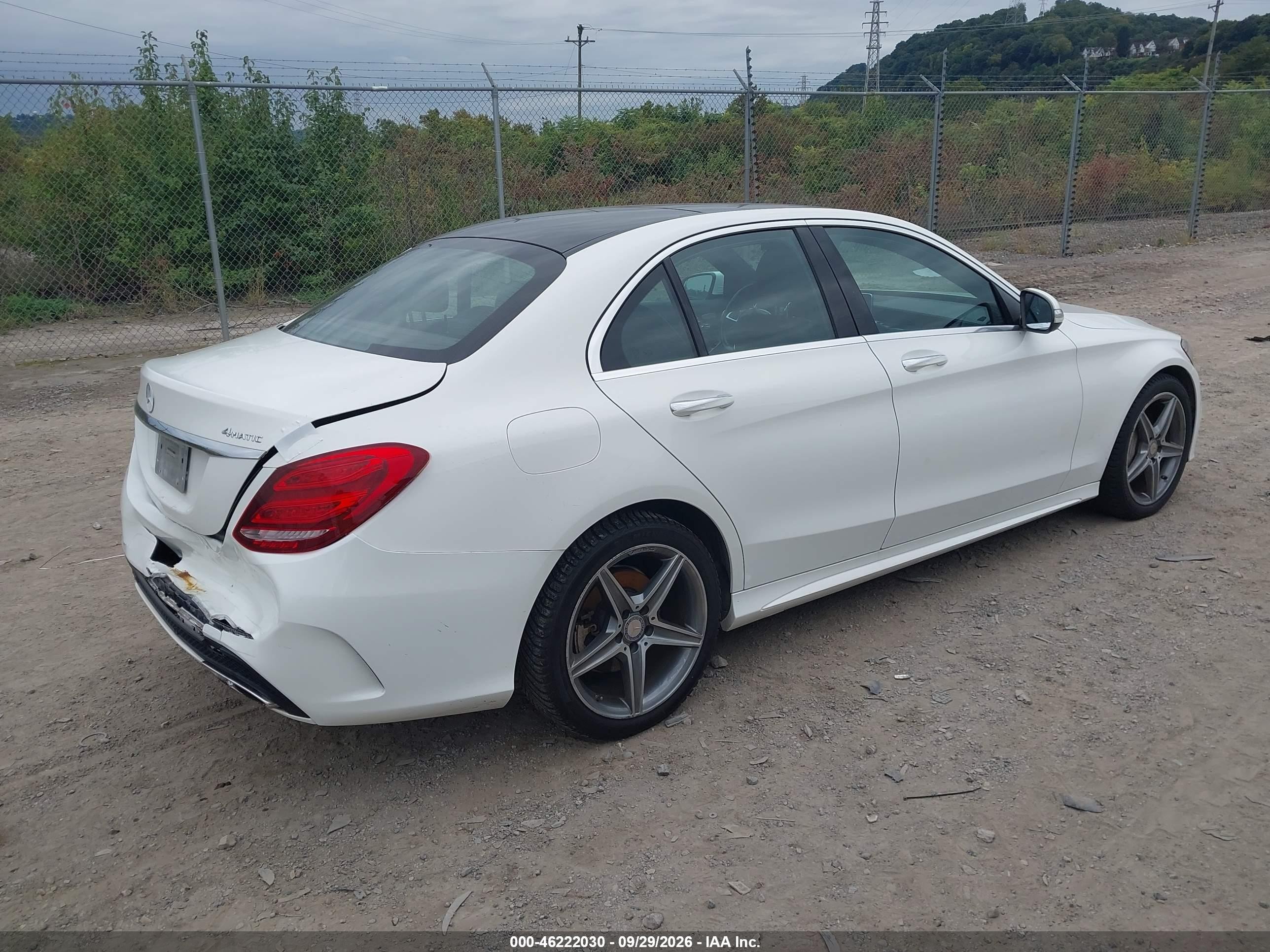 2015 Mercedes-benz C-klasse VIN 55SWF4KB7FU004053 IAAI salvage auction — Rear End, Salvage (Pennsylvania), sold $6,300 on 2026-10-08 (photo 4)