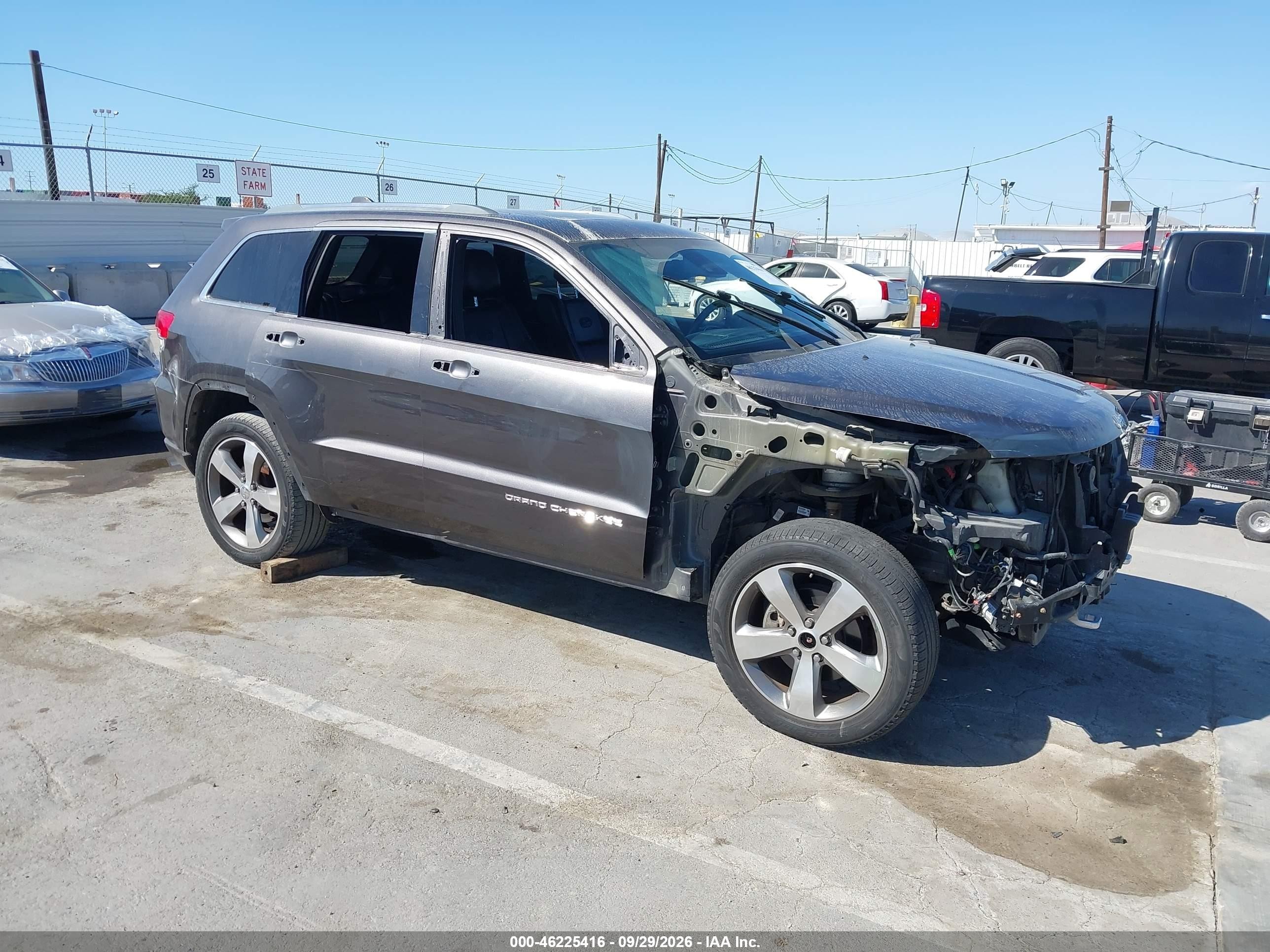 2015 Jeep Grand cherokee VIN 1C4RJFCG9FC833559 IAAI salvage auction — Front End, Salvage (California), sold $3,550 on 2026-10-02 (photo 1)