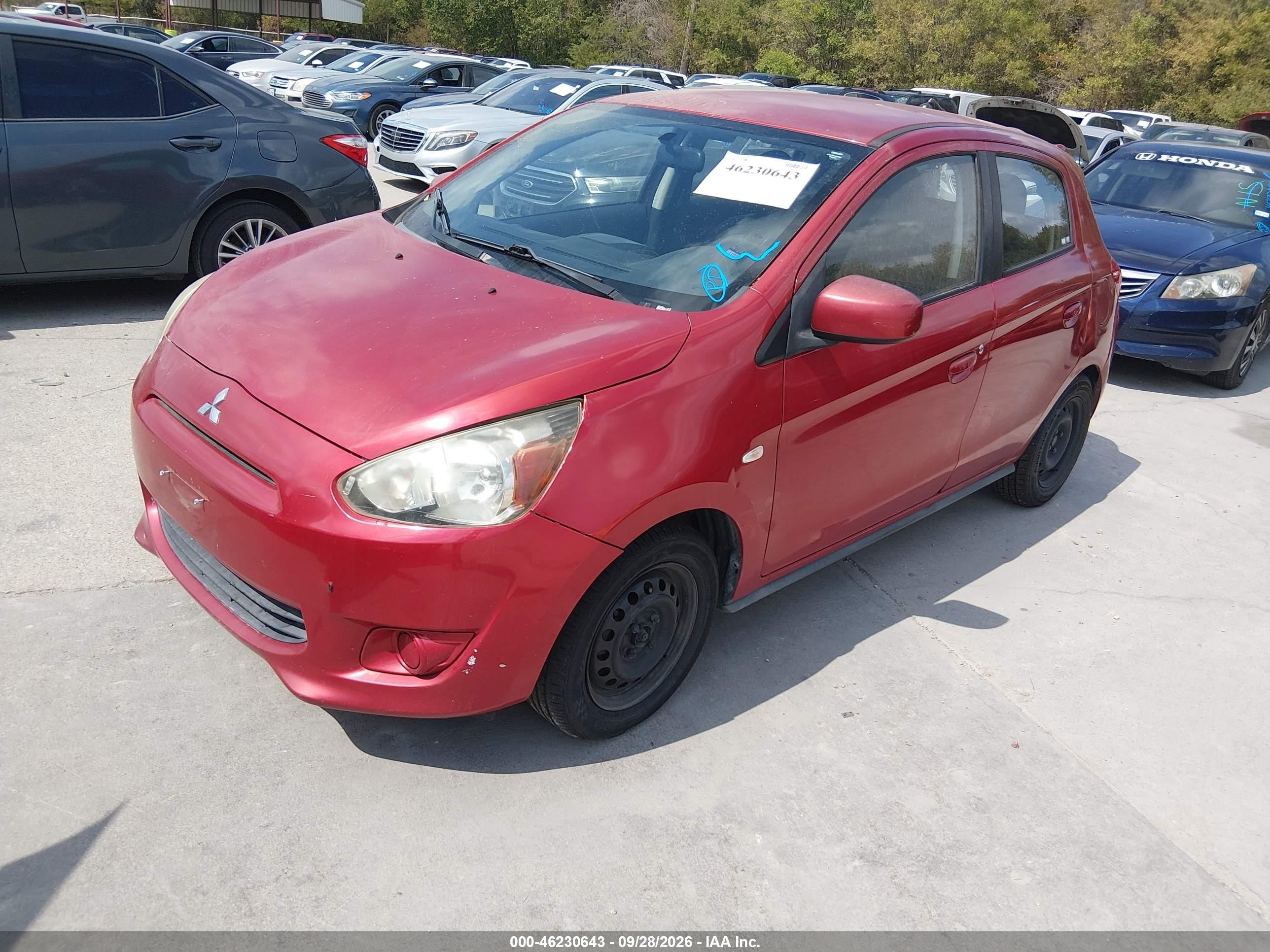 2015 Mitsubishi Mirage VIN ML32A3HJ3FH046021 IAAI salvage auction — Normal Wear, Original (Texas), sold $550 on 2026-10-05 (photo 2)