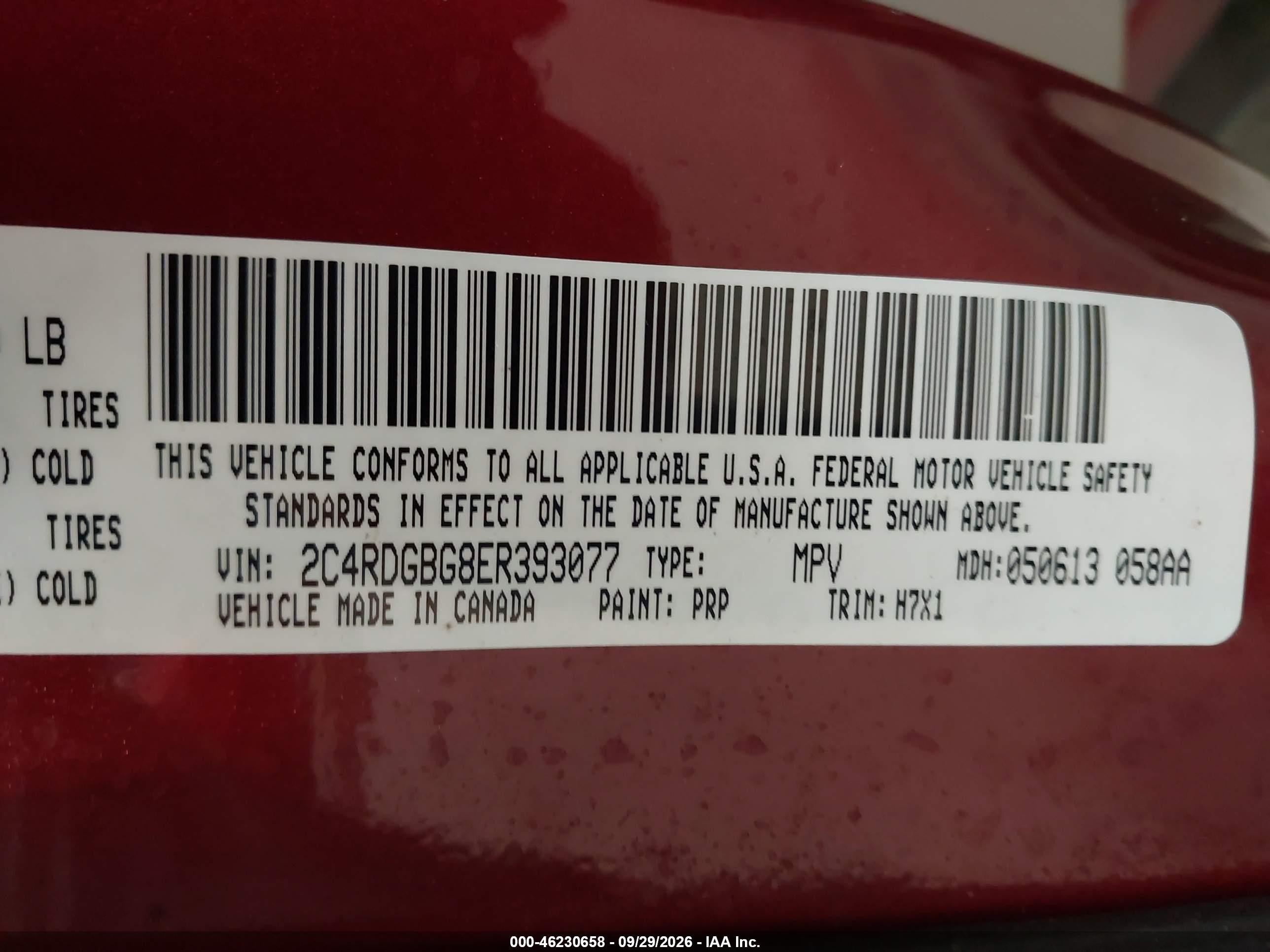 2014 Dodge Grand Caravan VIN 2C4RDGBG8ER393077 IAAI salvage auction — Normal Wear, Clear (New York), sold $600 on 2026-10-08 (photo 9)