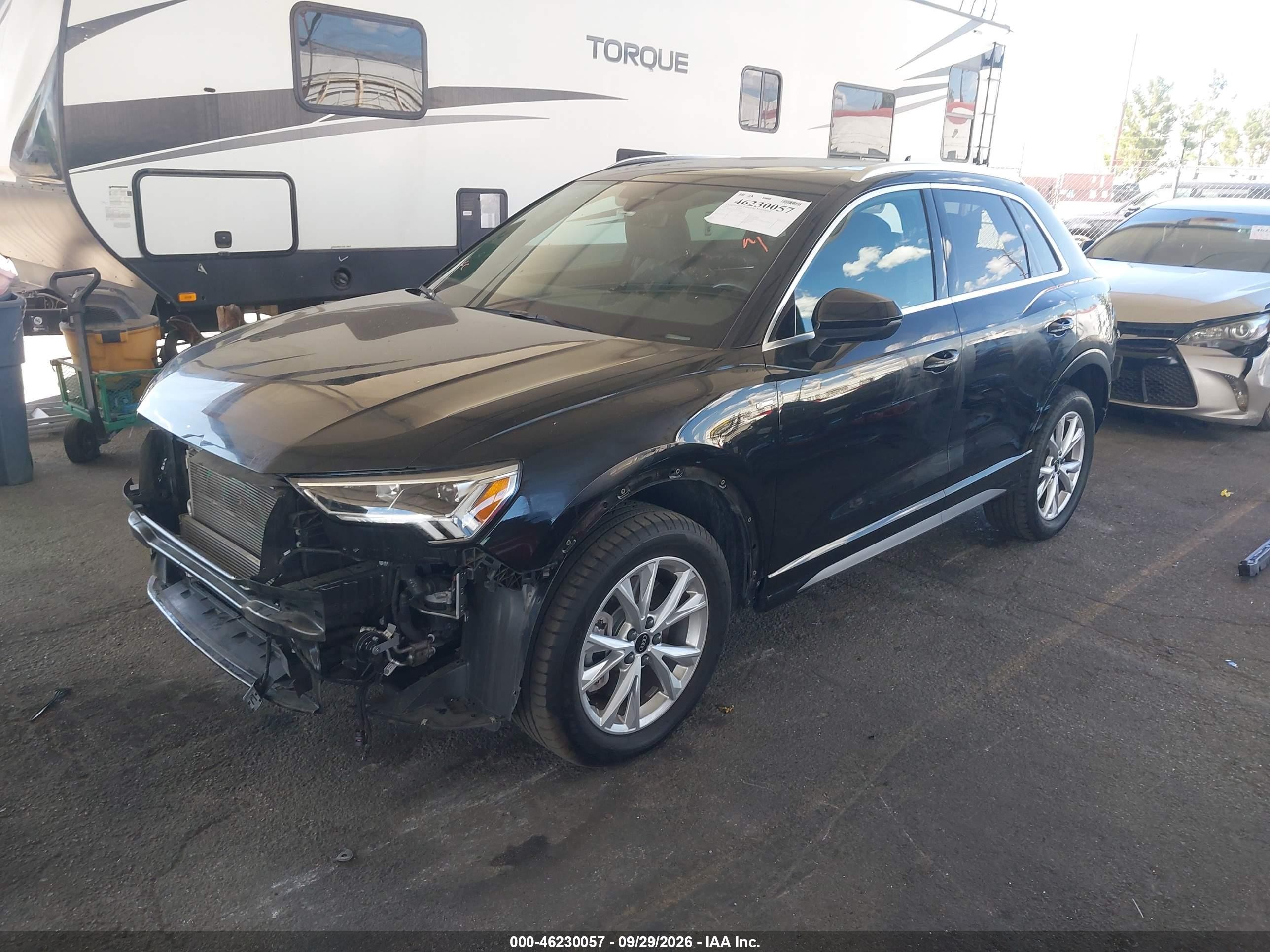 2022 Audi Q3 VIN WA1EECF35N1068624 IAAI salvage auction — Front & Rear, Salvage (California), sold $10,200 on 2026-10-21 (photo 2)