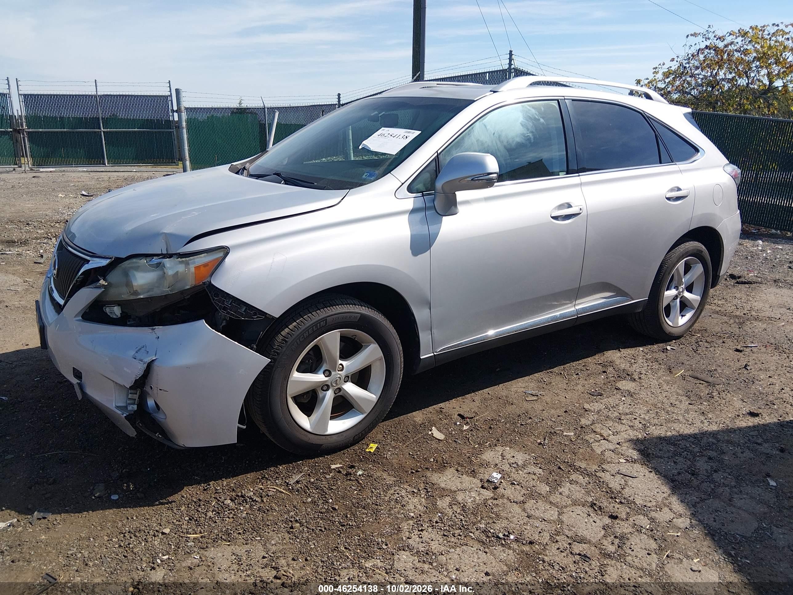 2011 Lexus Rx 350 VIN 2T2BK1BAXBC110766 IAAI salvage auction — Front End, Salvage (Virginia), sold $7,175 on 2026-10-24 (photo 2)