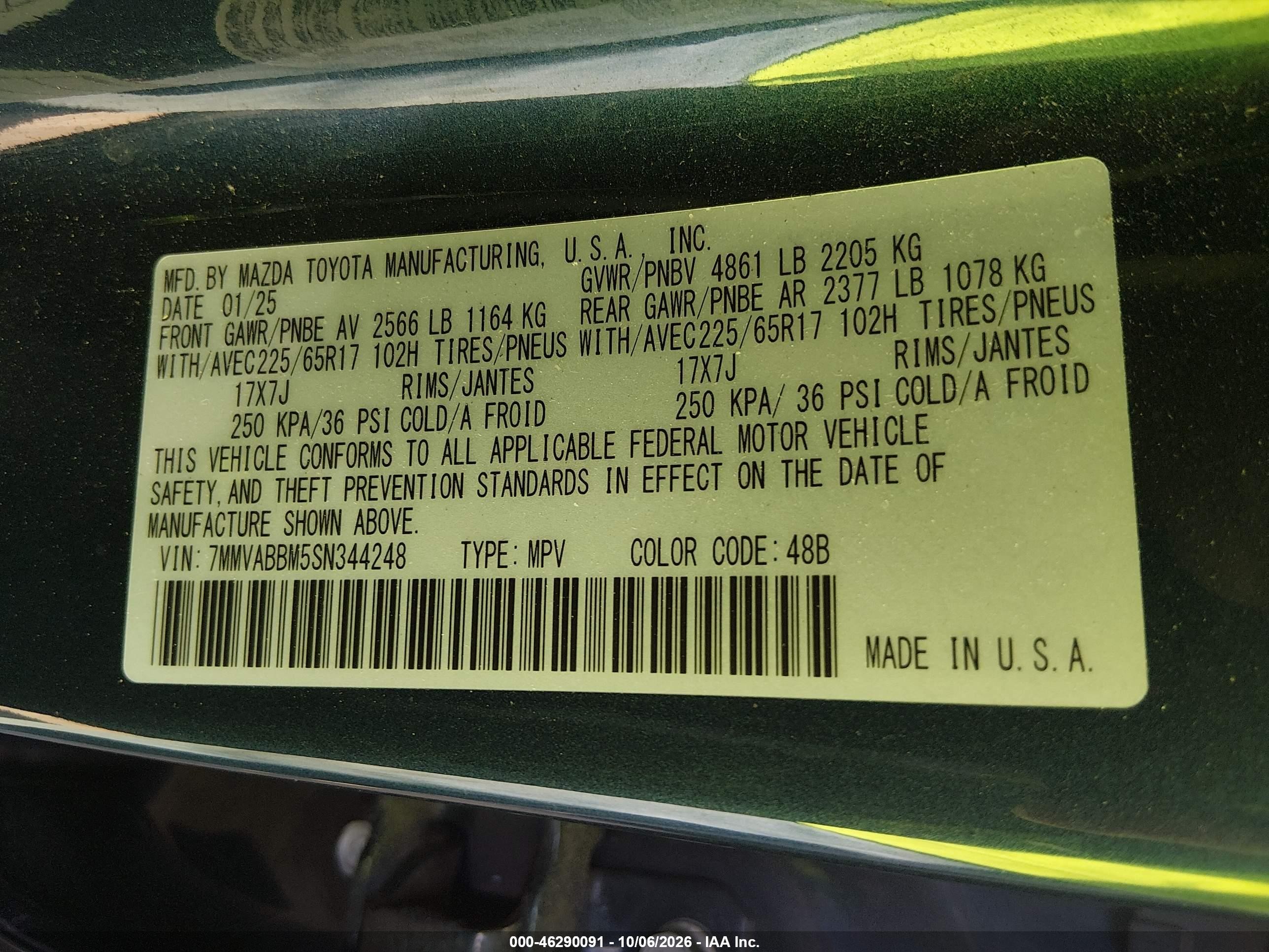 2025 Mazda Cx-50 VIN 7MMVABBM5SN344248 IAAI salvage auction — Rear End, Clear (California), sold $13,100 on 2026-10-16 (photo 9)