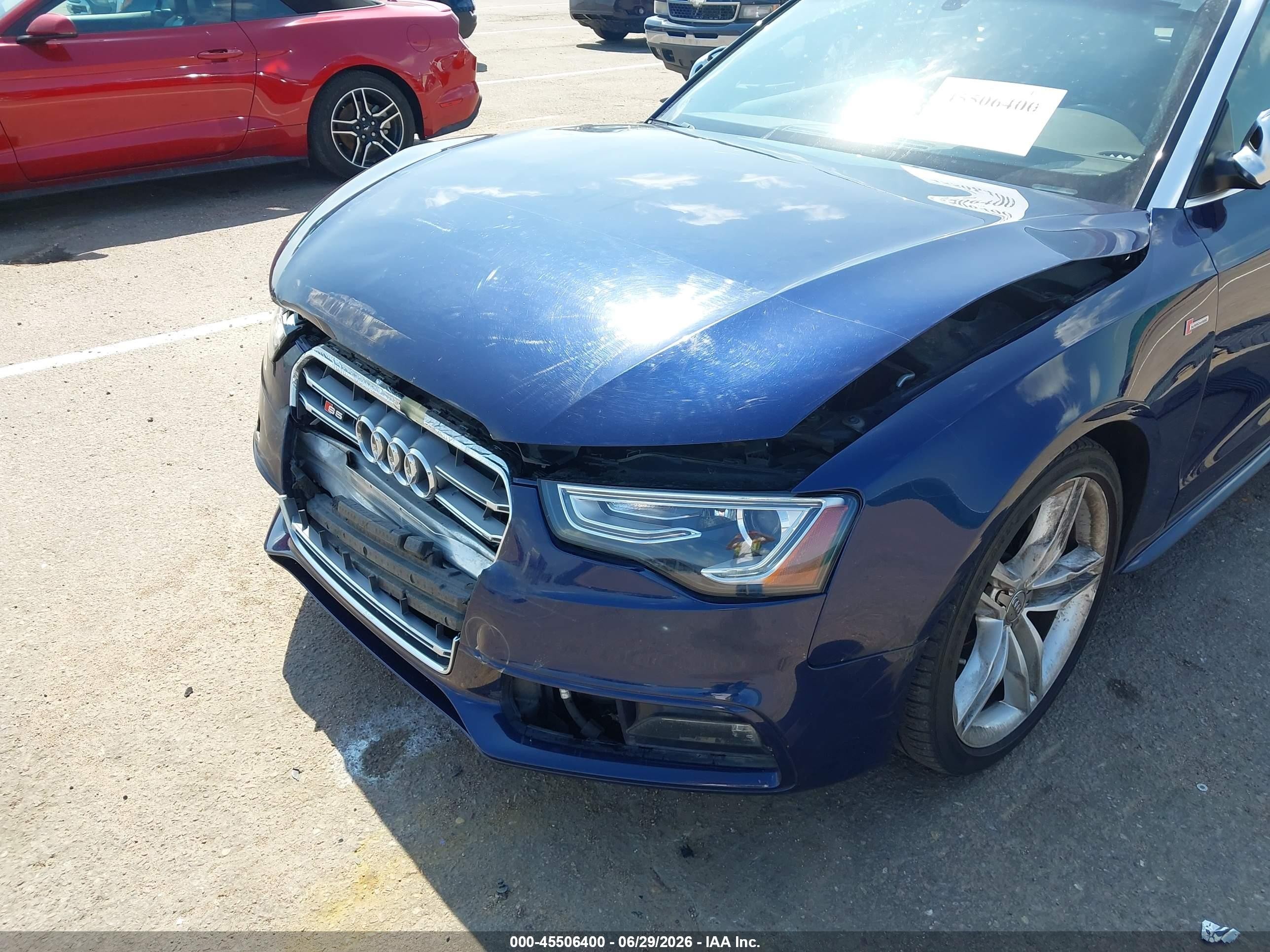 2013 Audi S5 VIN WAUVGAFH0DN005967 IAAI salvage auction — Front End, Regular (South Dakota), sold $3,100 on 2026-09-19 (photo 6)